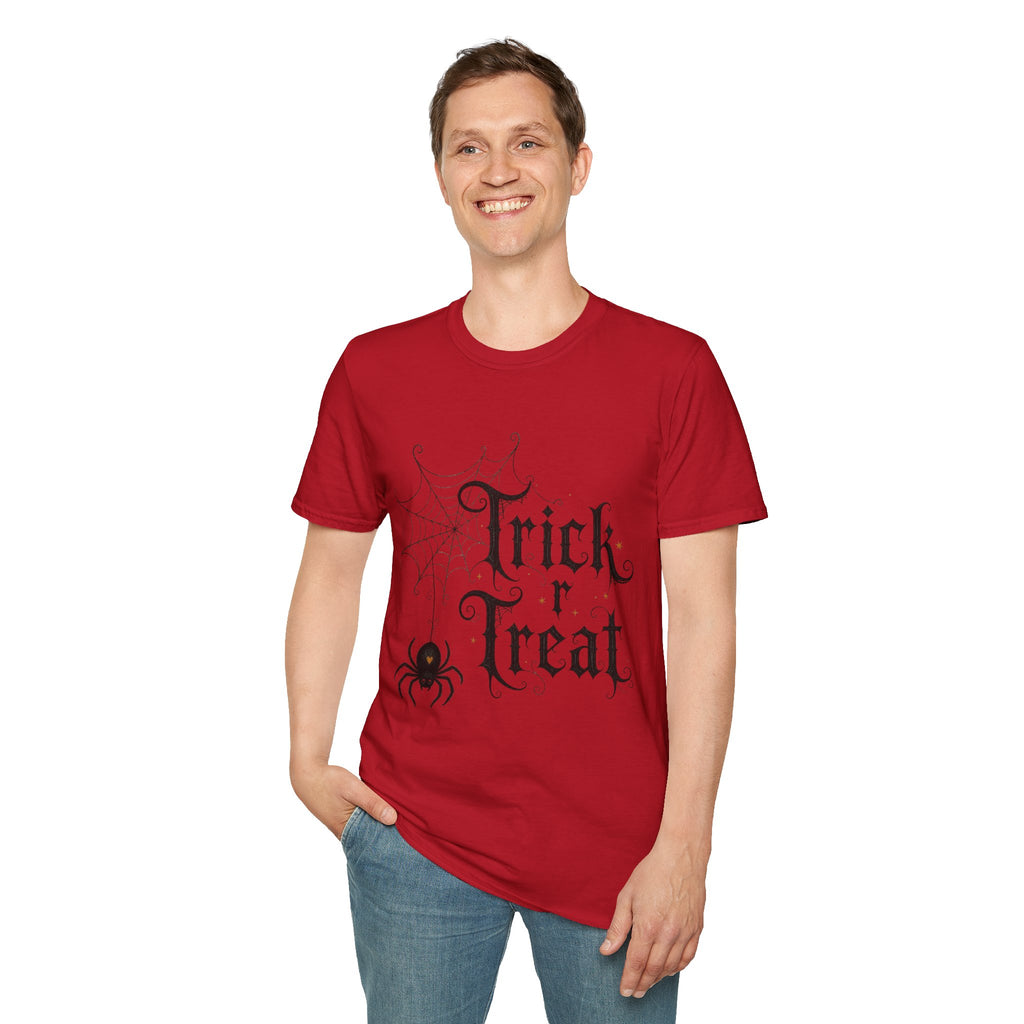 Trick r Treat Halloween T-Shirt — Gothic Spiderweb & Spider Tee