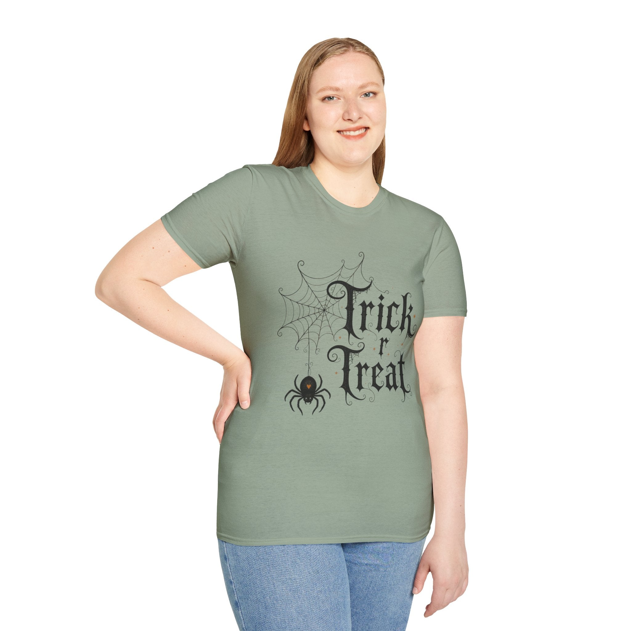 Trick r Treat Halloween T-Shirt — Gothic Spiderweb & Spider Tee