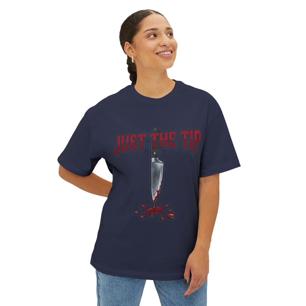 Just the Tip Knife Tee — Horror Graphic Oversized T‑Shirt