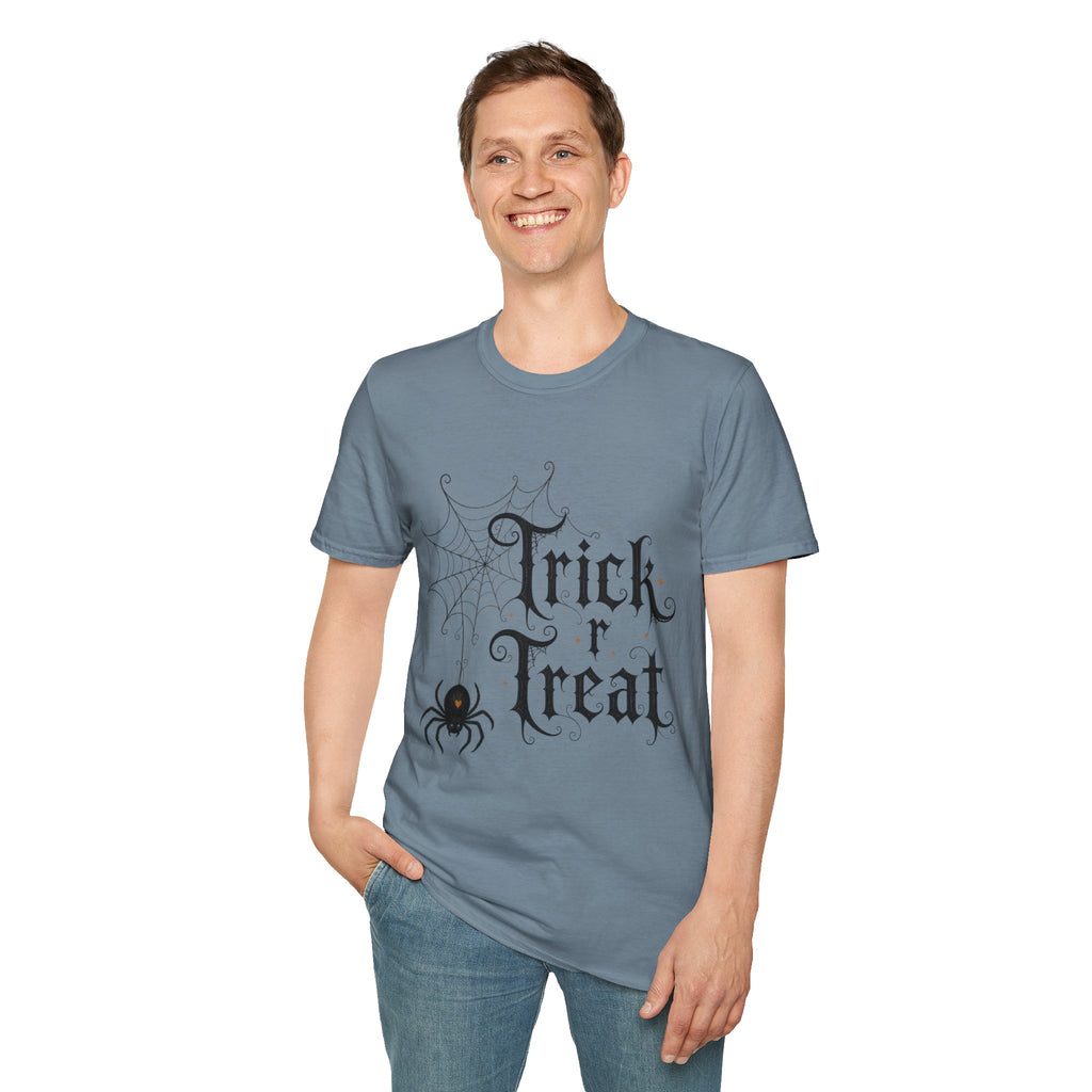 Trick r Treat Halloween T-Shirt — Gothic Spiderweb & Spider Tee