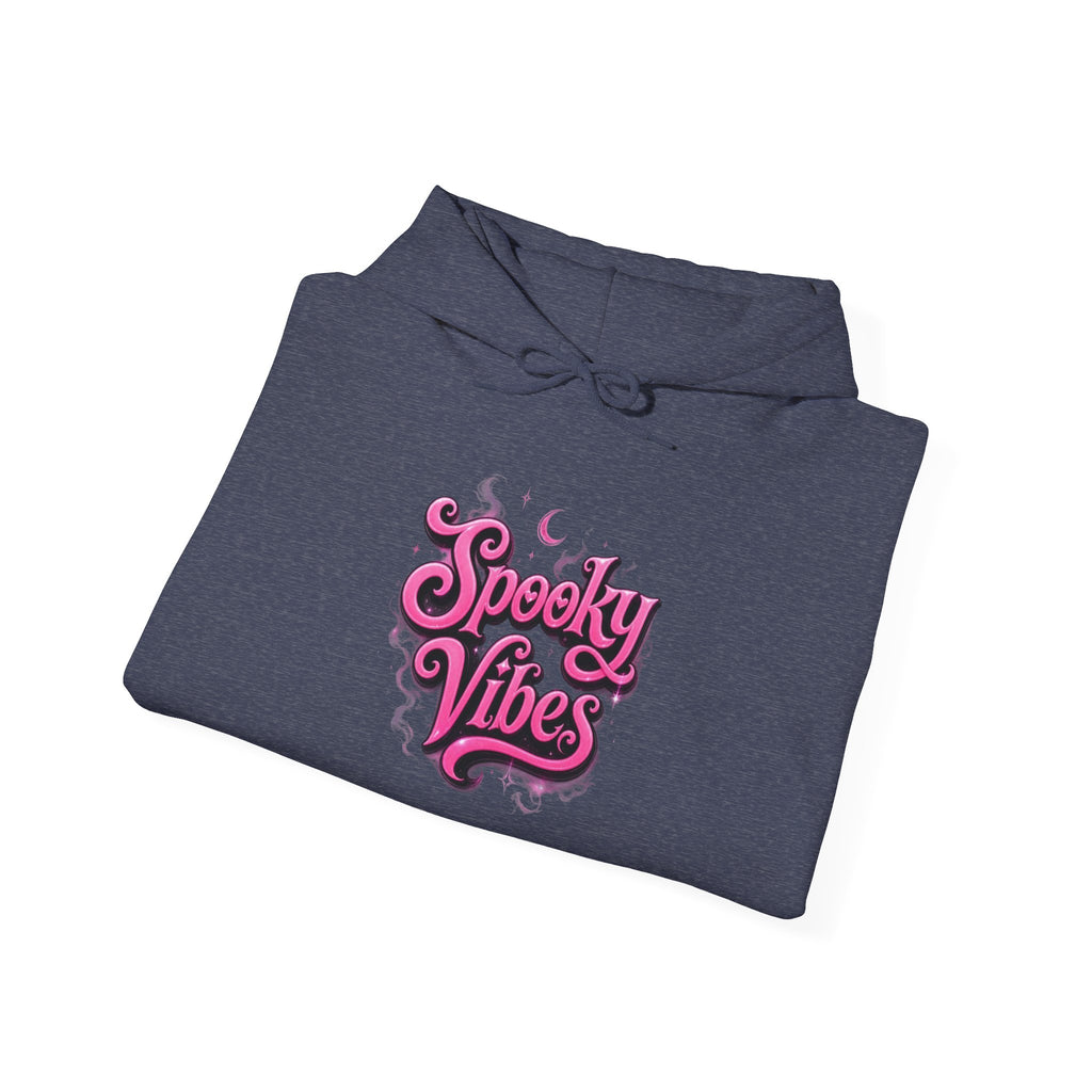 Spooky Vibes Hoodie — Retro Pink Halloween Graphic Sweatshirt