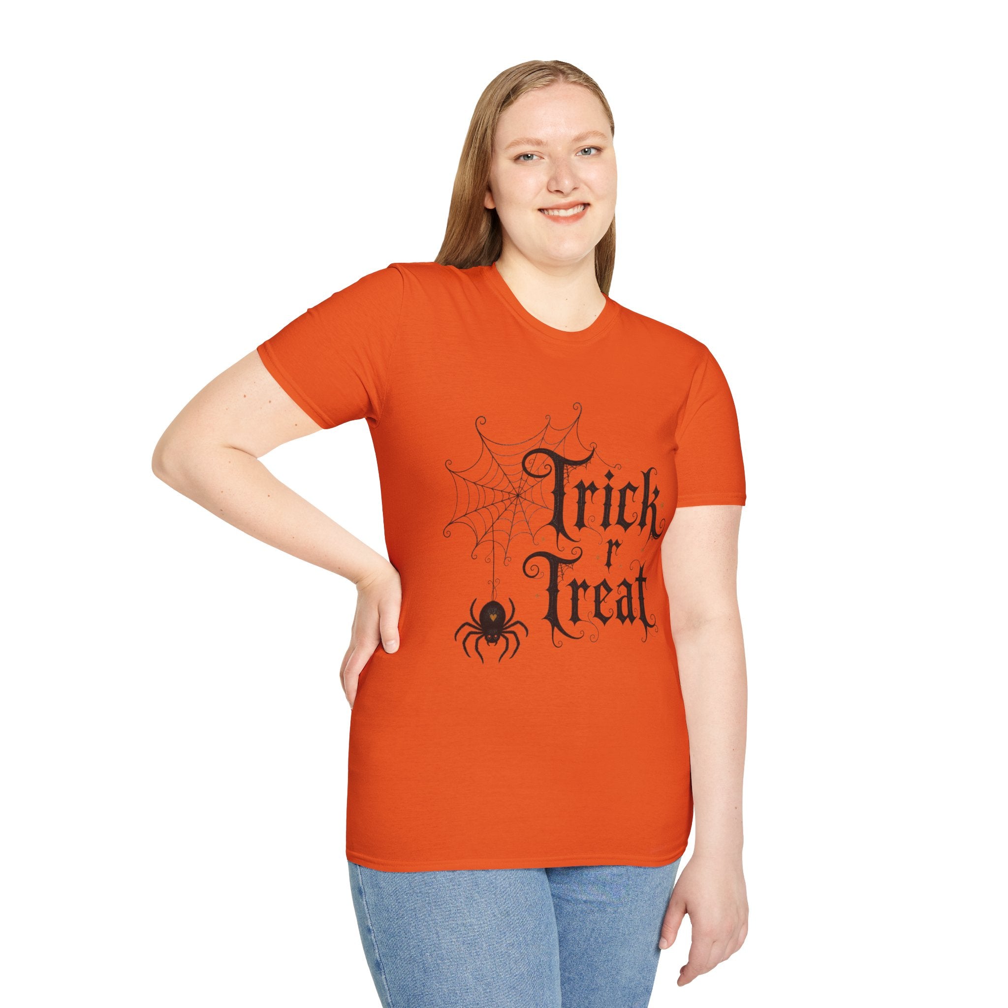 Trick r Treat Halloween T-Shirt — Gothic Spiderweb & Spider Tee