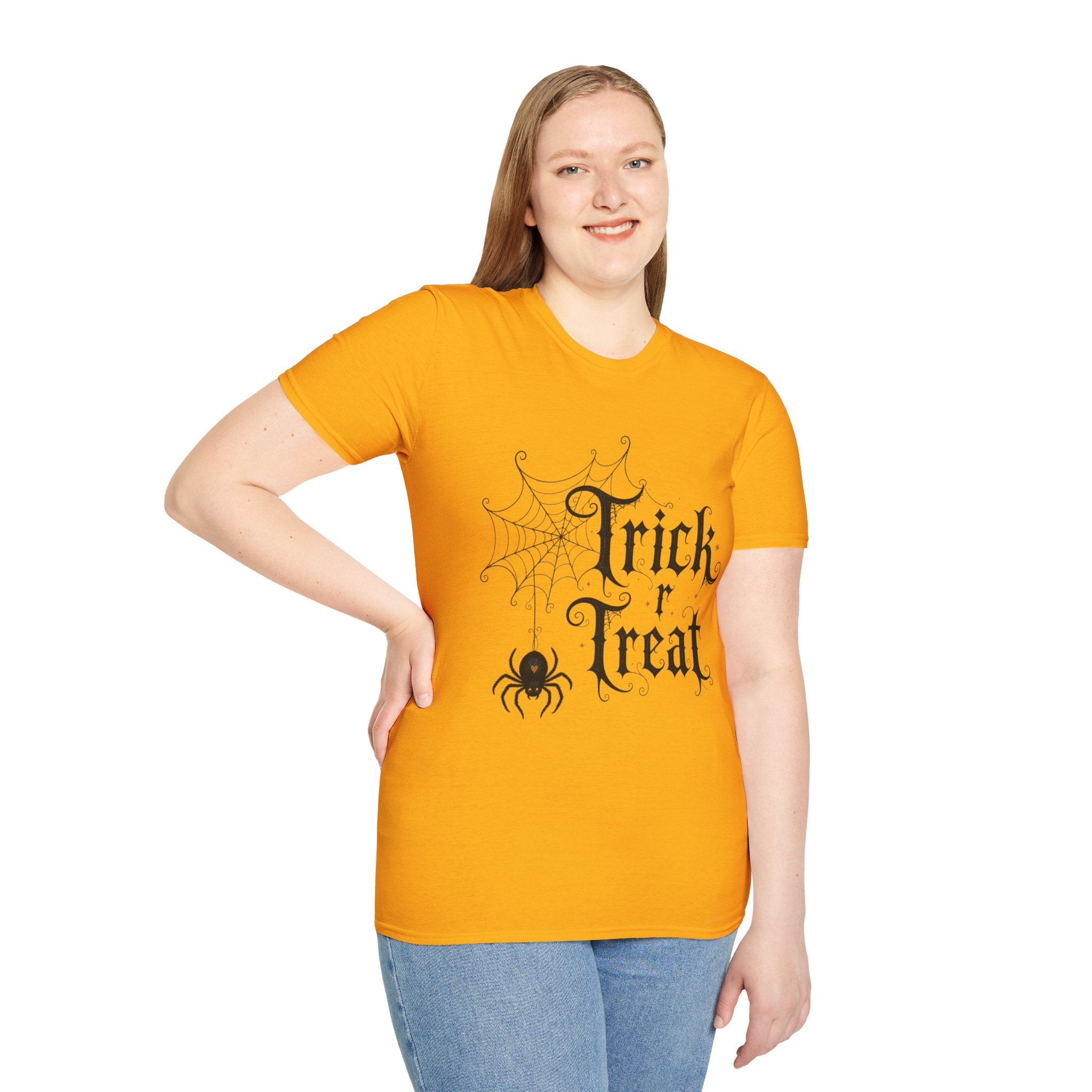 Trick r Treat Halloween T-Shirt — Gothic Spiderweb & Spider Tee