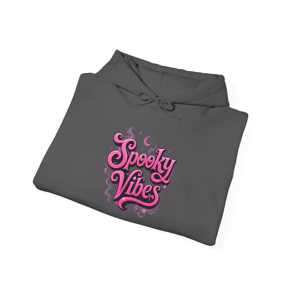 Spooky Vibes Hoodie — Retro Pink Halloween Graphic Sweatshirt