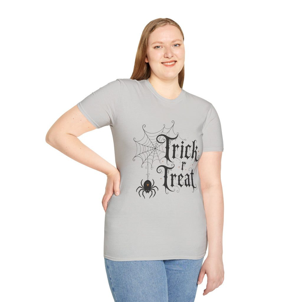 Trick r Treat Halloween T-Shirt — Gothic Spiderweb & Spider Tee