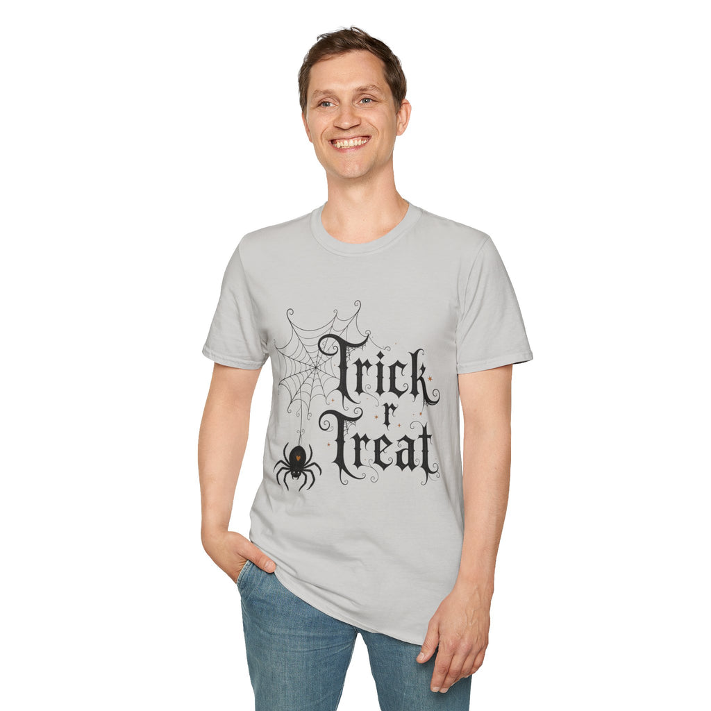 Trick r Treat Halloween T-Shirt — Gothic Spiderweb & Spider Tee