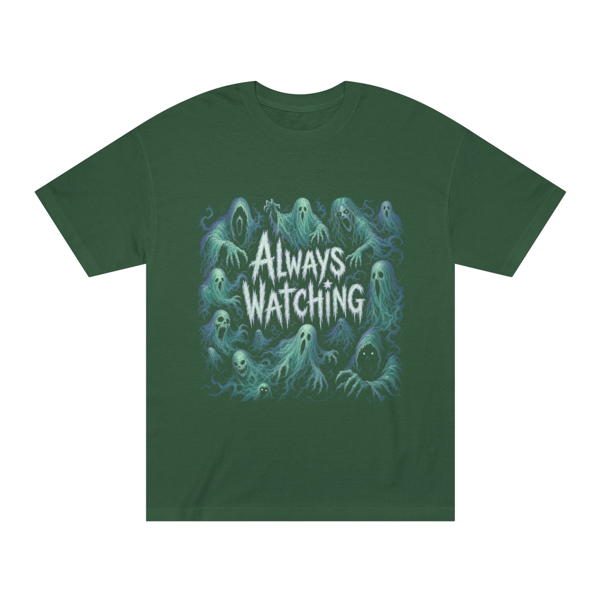"Always Watching" Ghosts Graphic Tee — Spooky Horror Crewneck