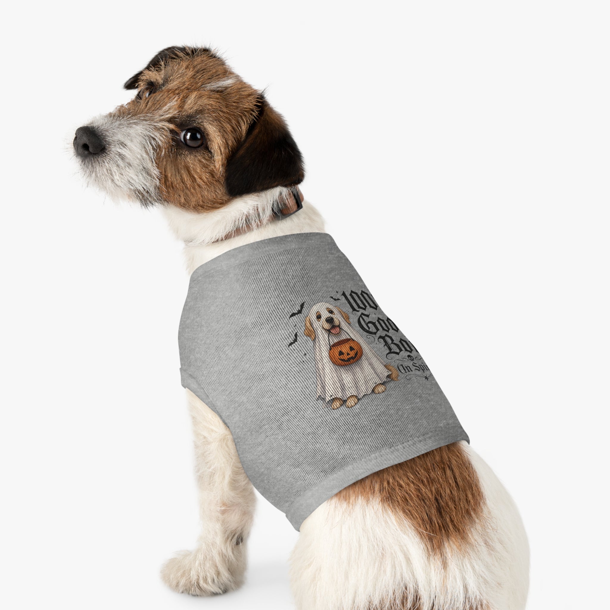 Halloween Pet Tank Top — "100% Good Boi (In Spirit)" Ghost Dog Costume