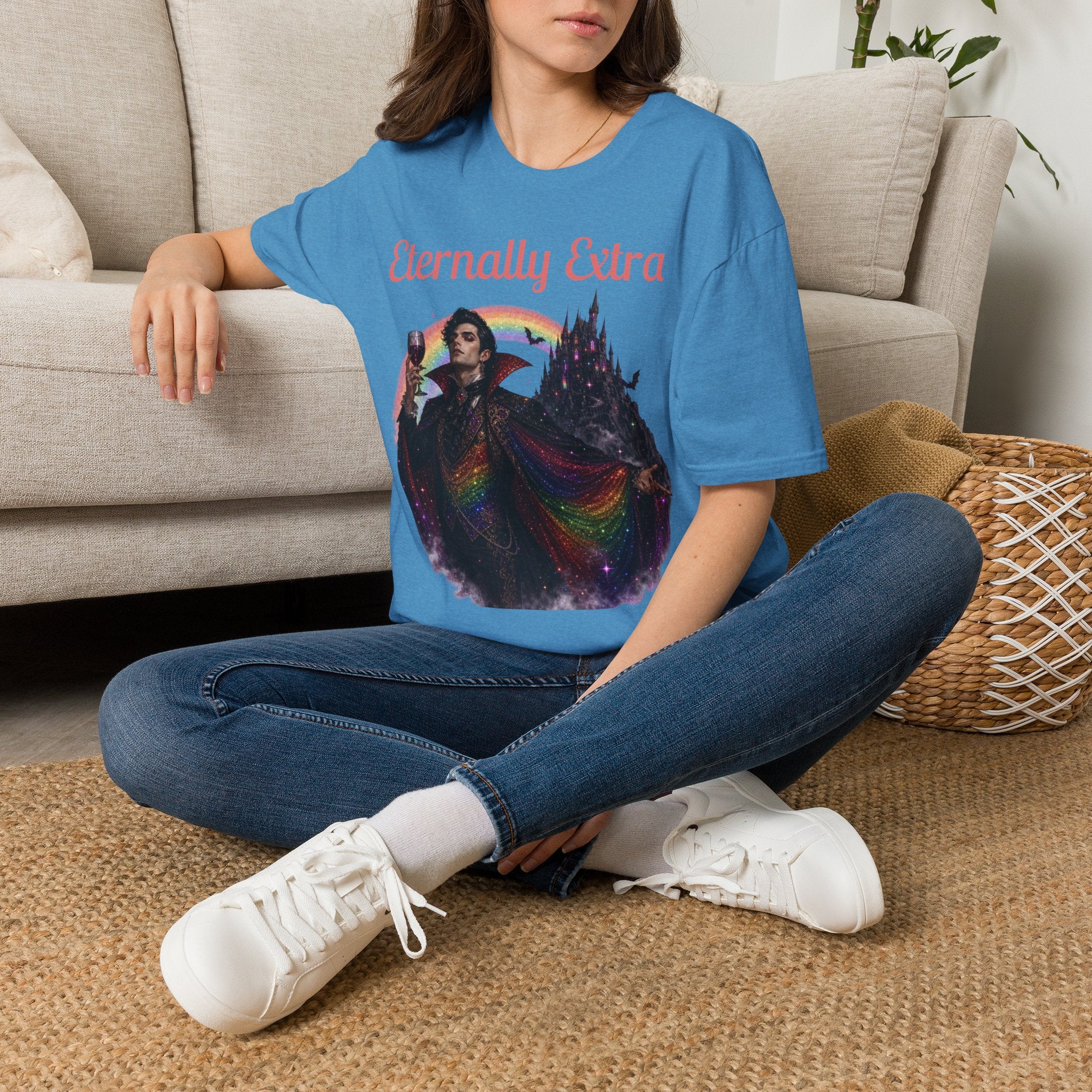 Eternally Extra T-Shirt — Gothic Rainbow Vampire Graphic Tee