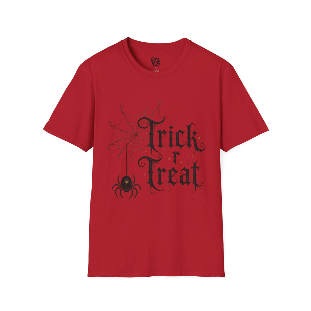 Trick r Treat Halloween T-Shirt — Gothic Spiderweb & Spider Tee