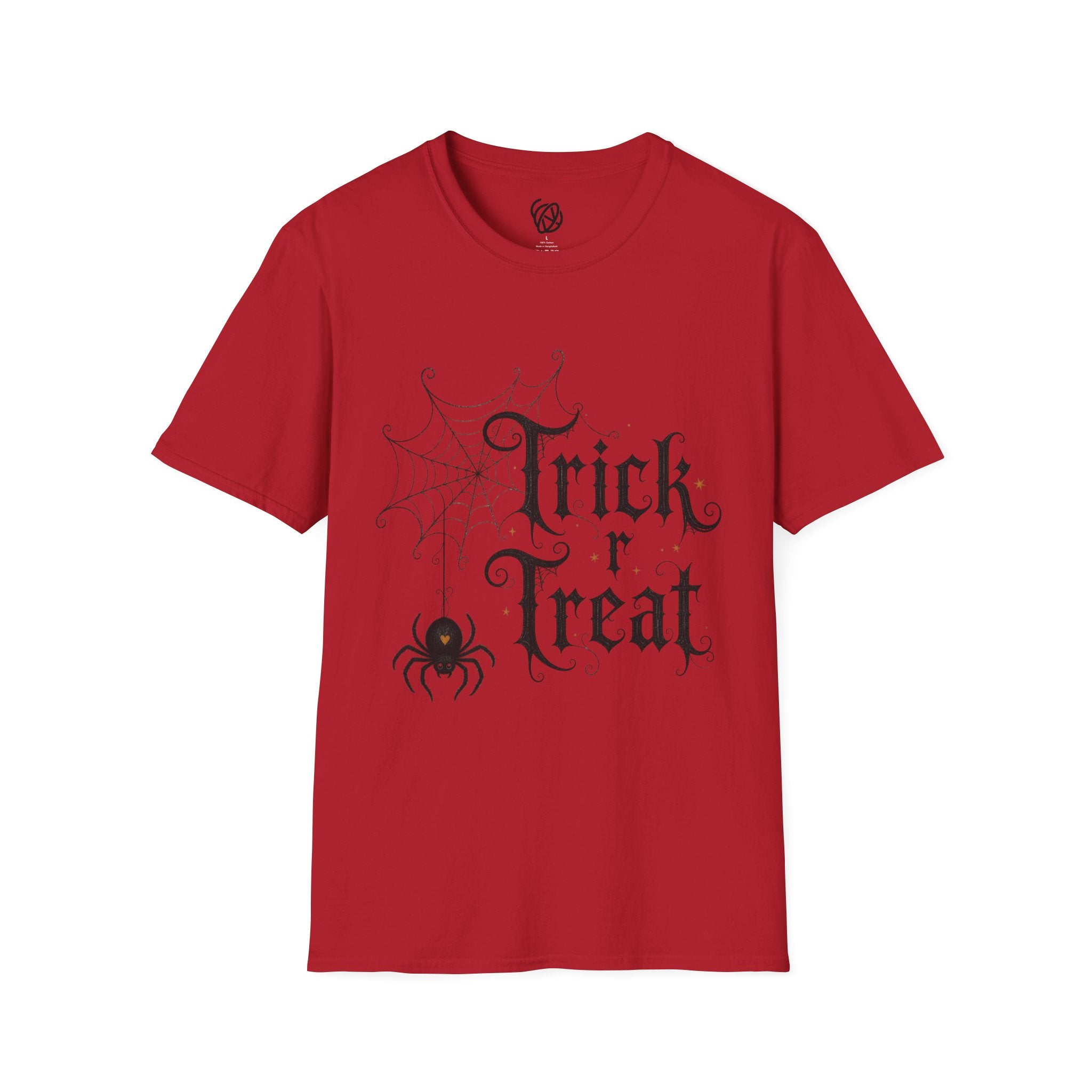 Trick r Treat Halloween T-Shirt — Gothic Spiderweb & Spider Tee