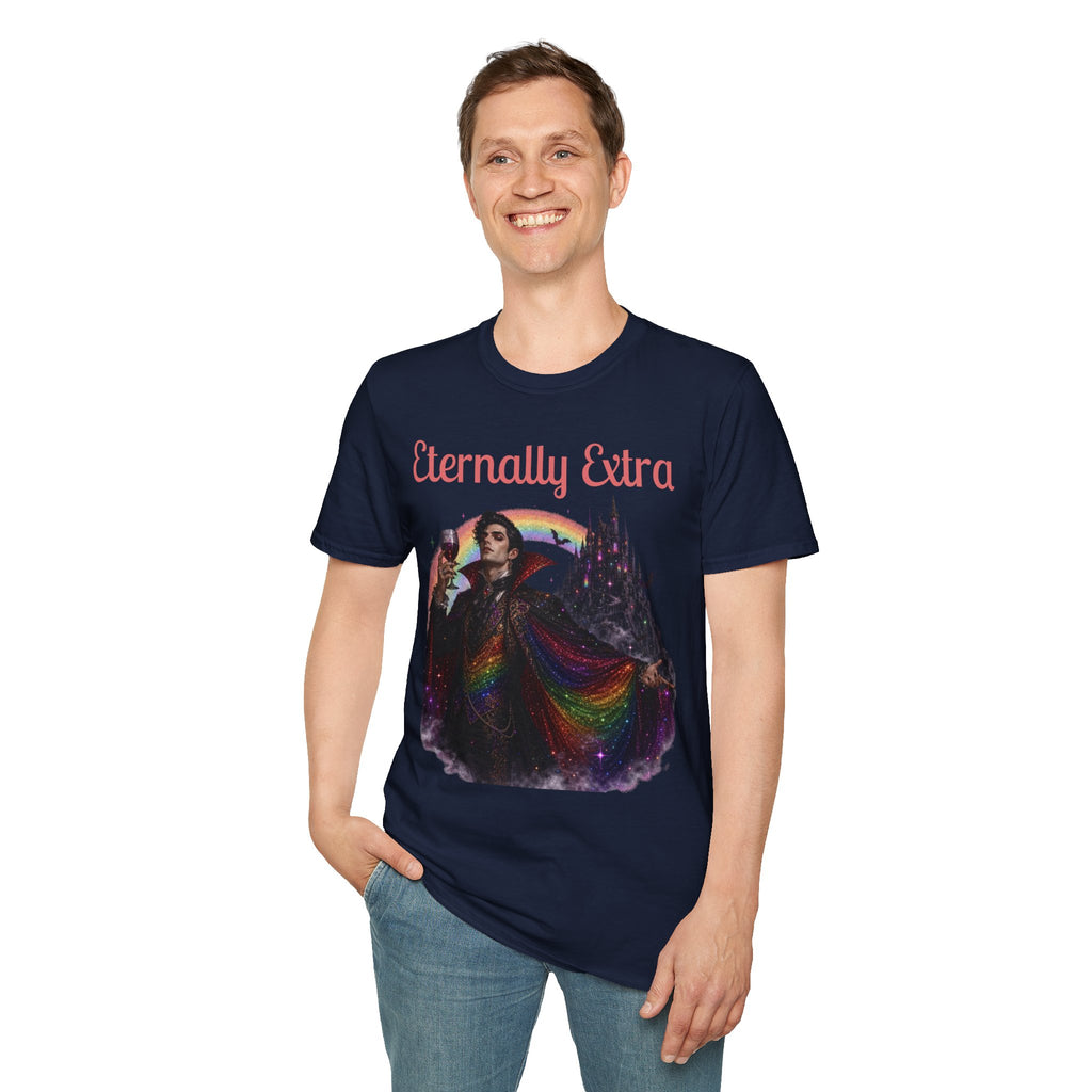 Eternally Extra T-Shirt — Gothic Rainbow Vampire Graphic Tee
