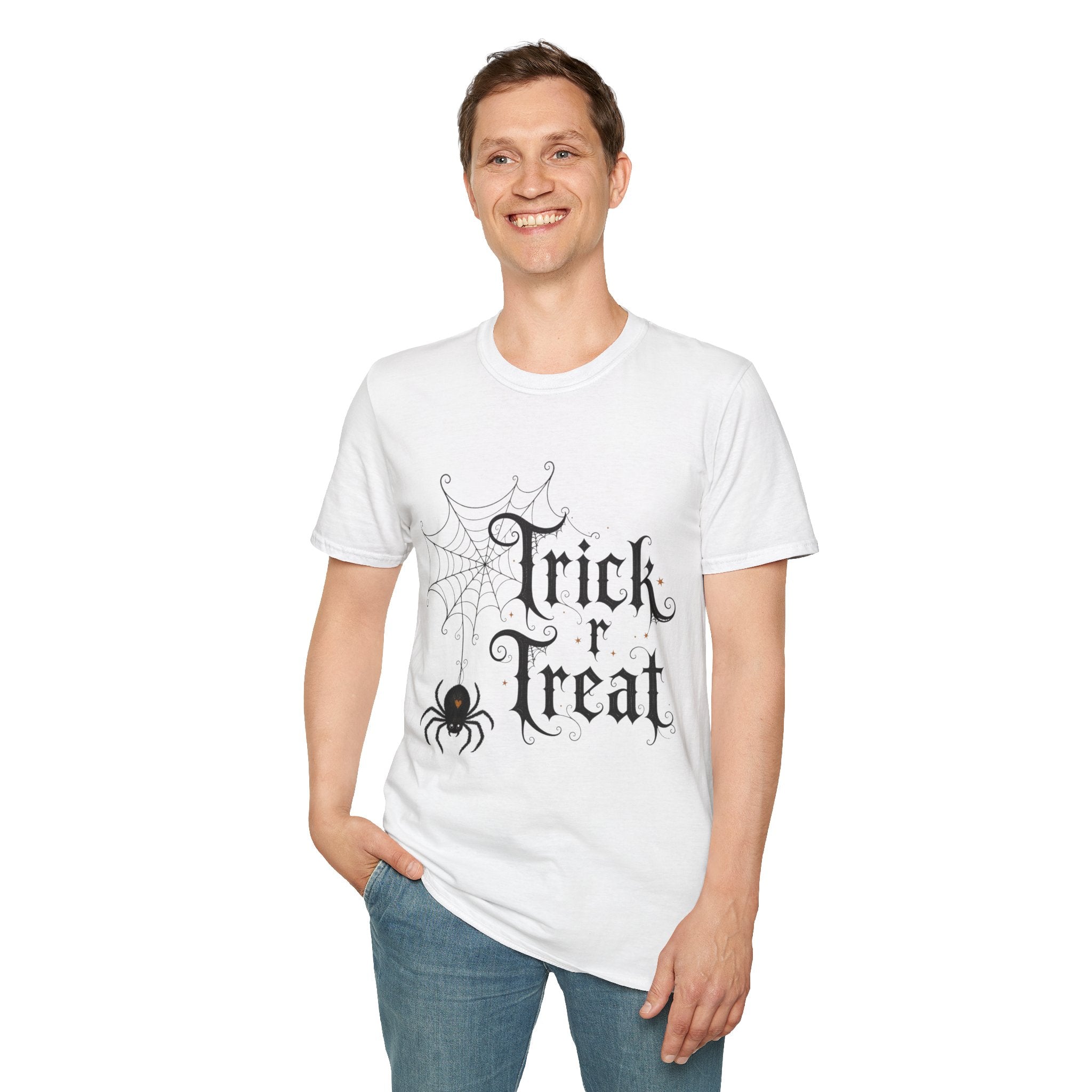 Trick r Treat Halloween T-Shirt — Gothic Spiderweb & Spider Tee