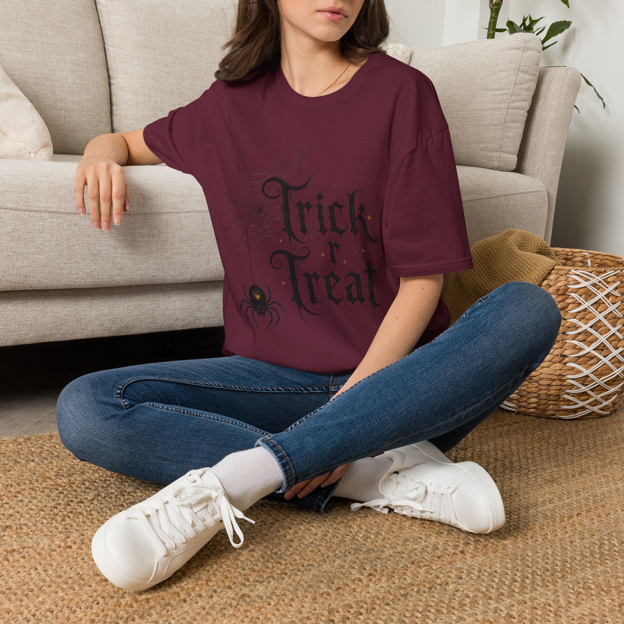 Trick r Treat Halloween T-Shirt — Gothic Spiderweb & Spider Tee