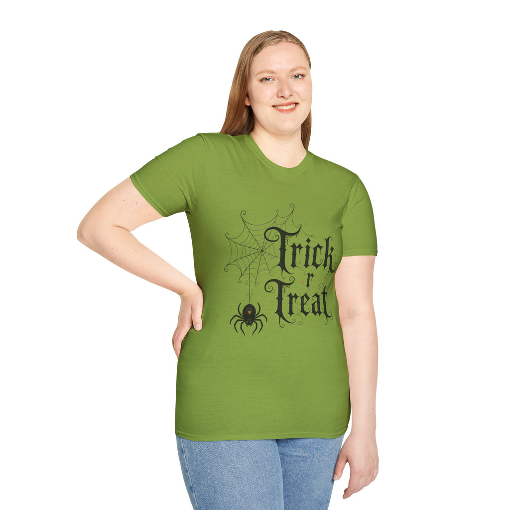 Trick r Treat Halloween T-Shirt — Gothic Spiderweb & Spider Tee