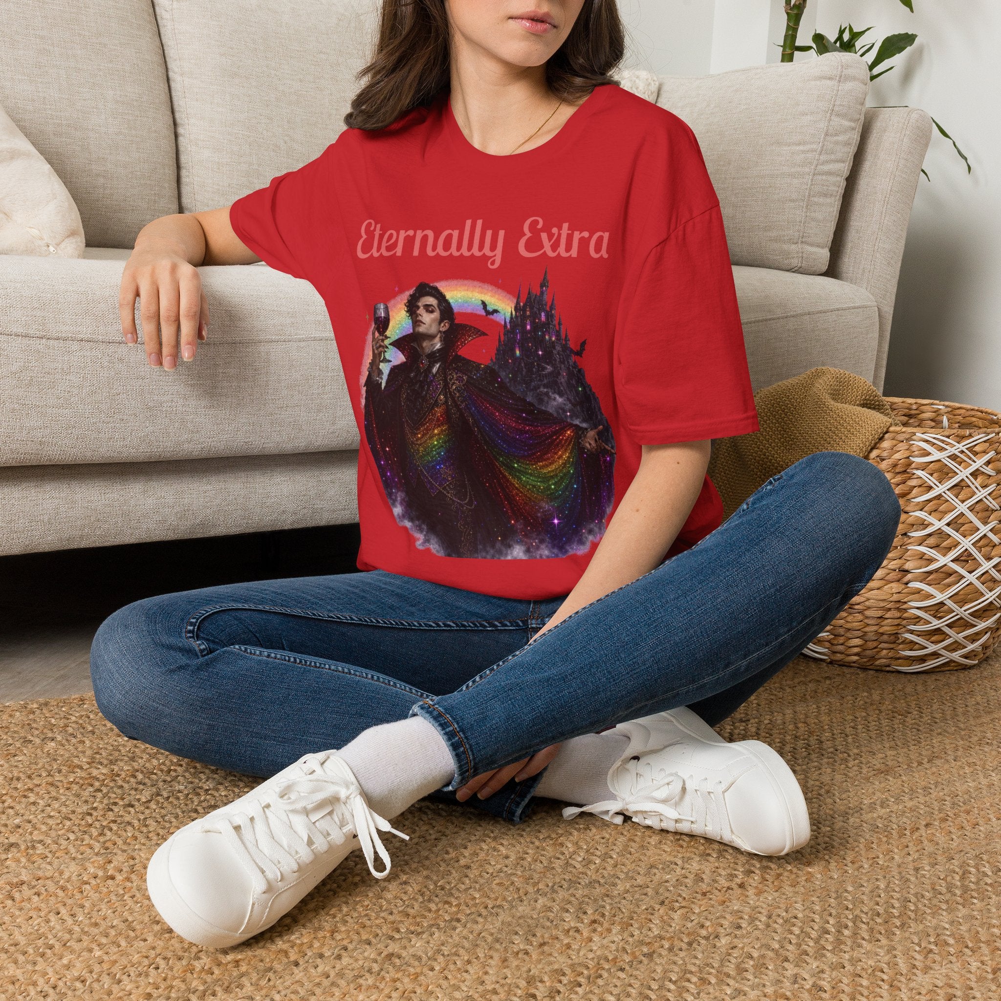 Eternally Extra T-Shirt — Gothic Rainbow Vampire Graphic Tee