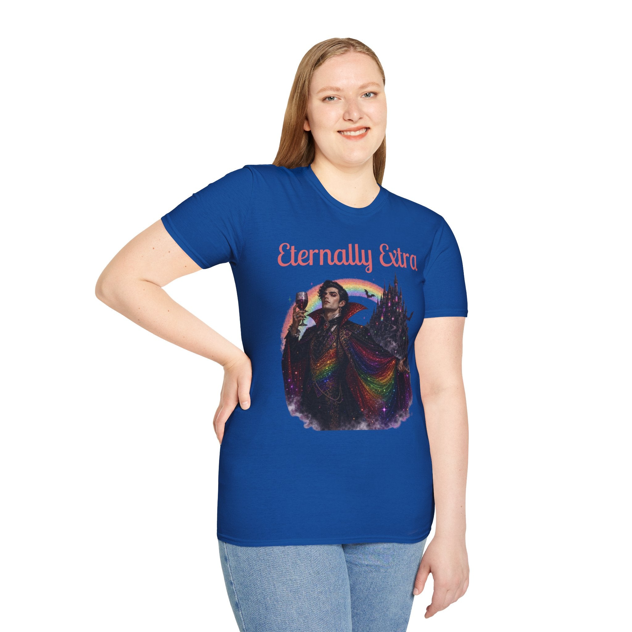 Eternally Extra T-Shirt — Gothic Rainbow Vampire Graphic Tee