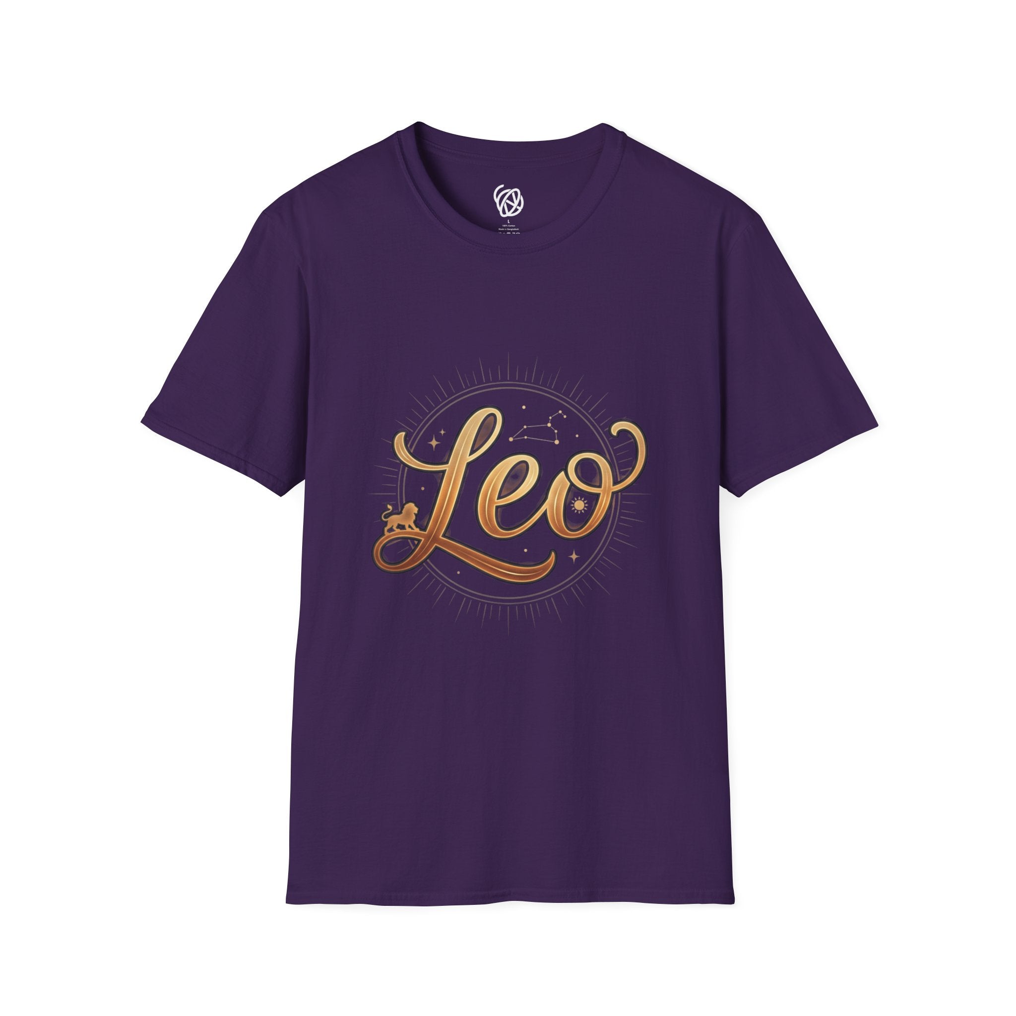 Leo Zodiac T-Shirt — Gold Script Astrology Tee for Leo Season