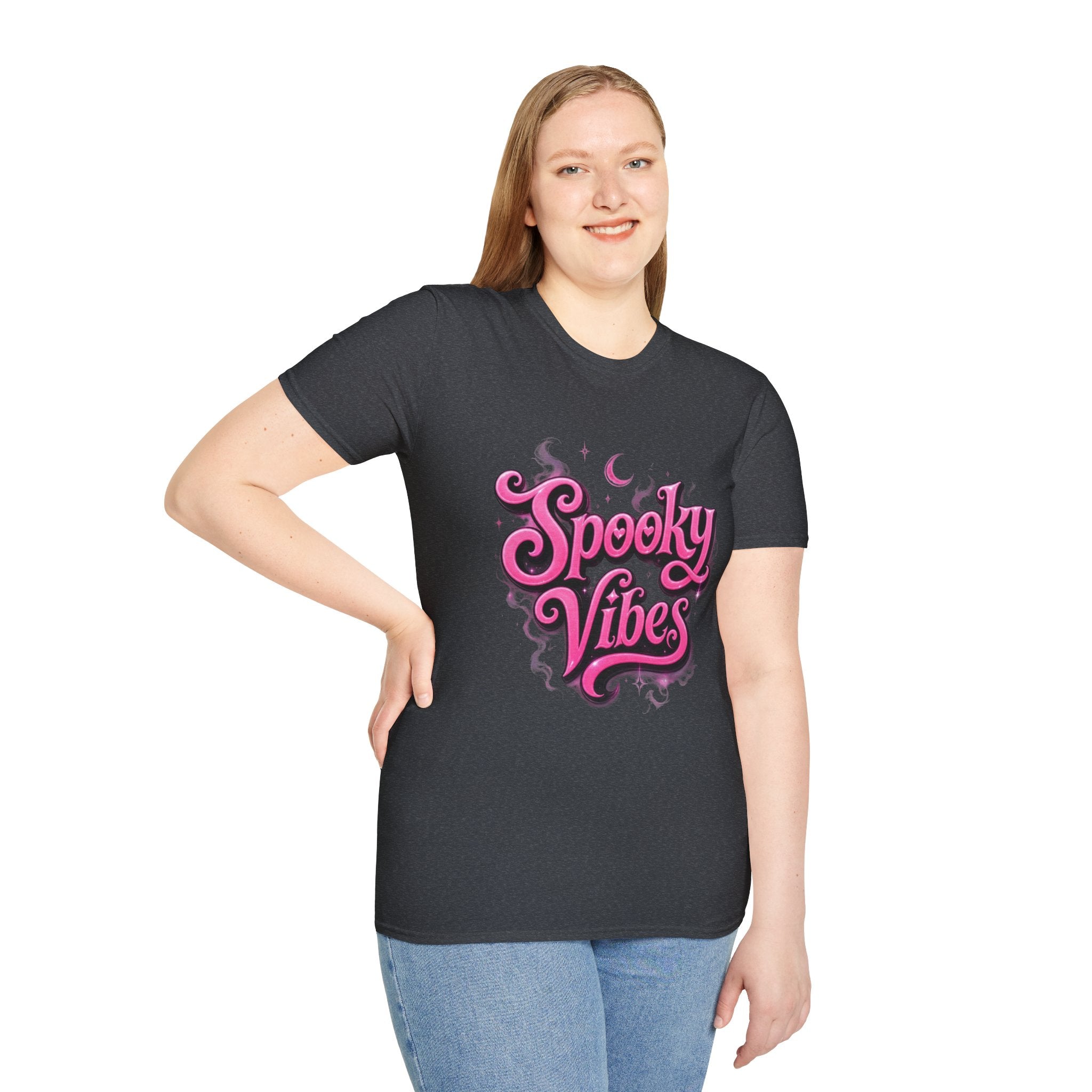 Spooky Vibes T-Shirt — Pink Retro Halloween Graphic Tee