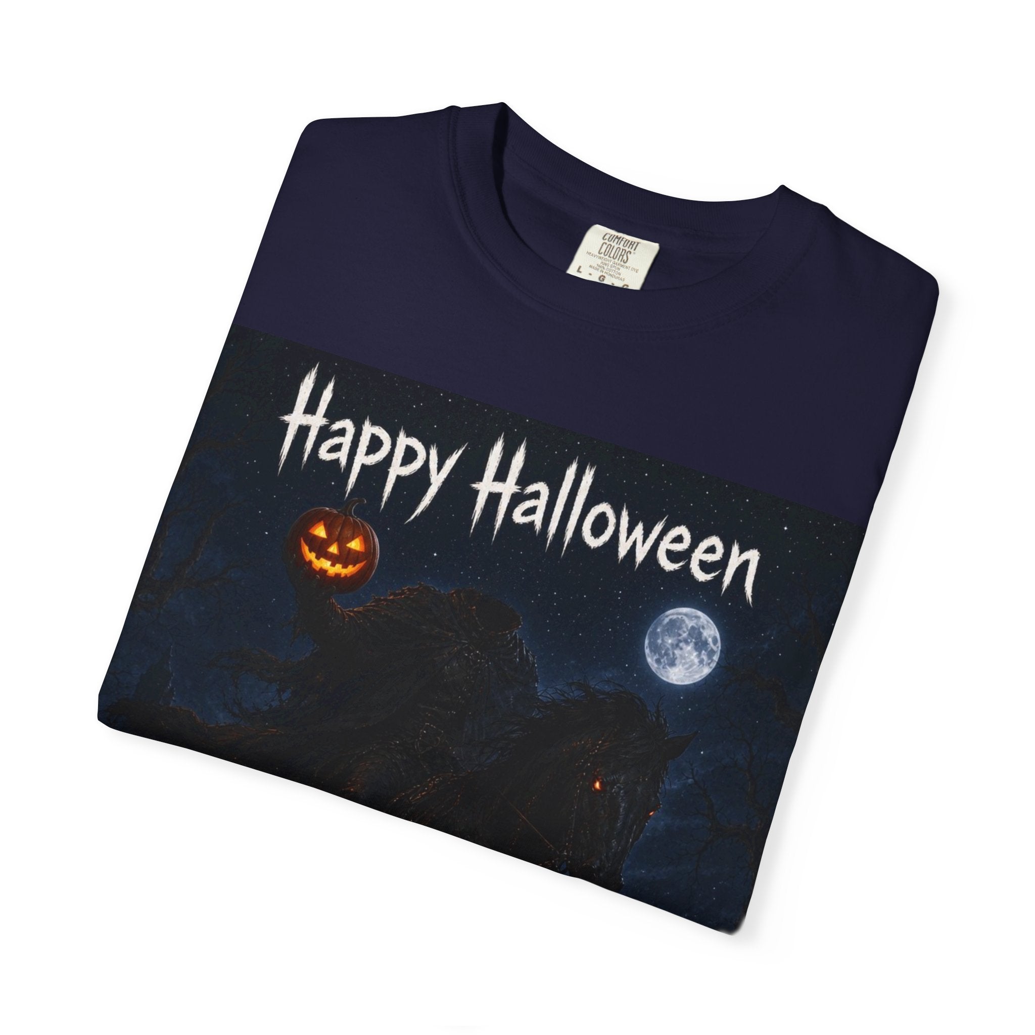 Halloween Night Horse T-Shirt – "Happy Halloween" Spooky Moon Pumpkin Tee