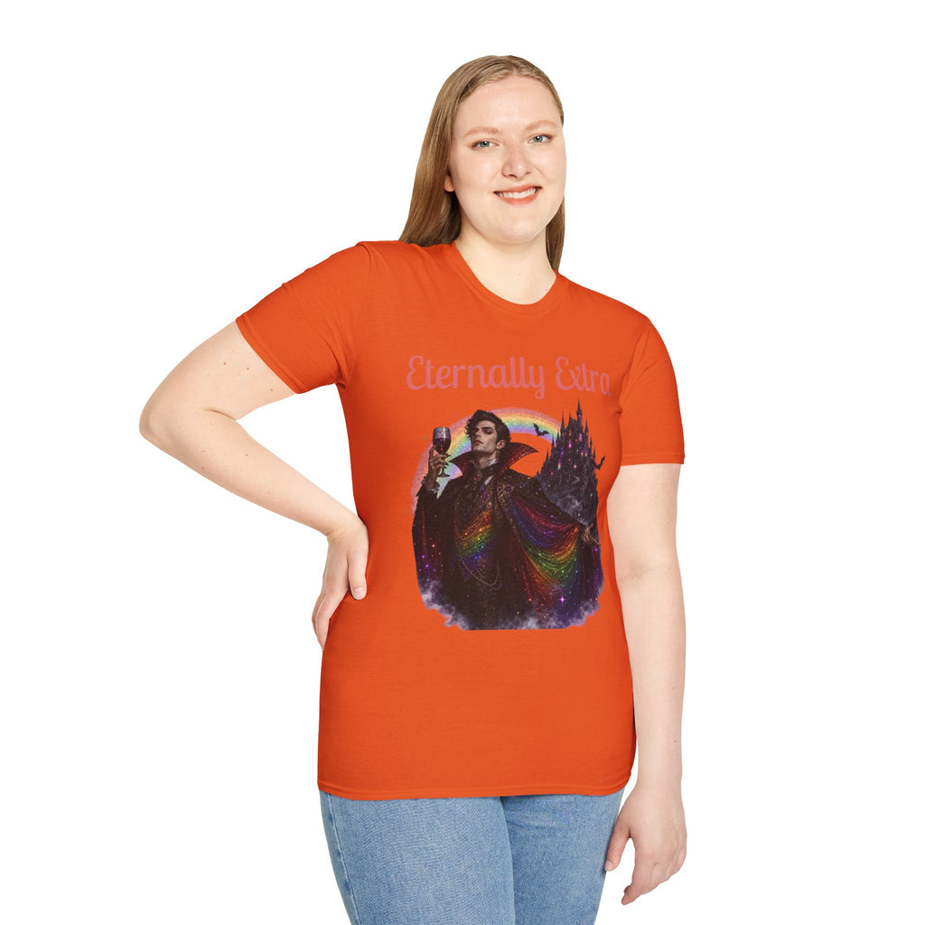 Eternally Extra T-Shirt — Gothic Rainbow Vampire Graphic Tee