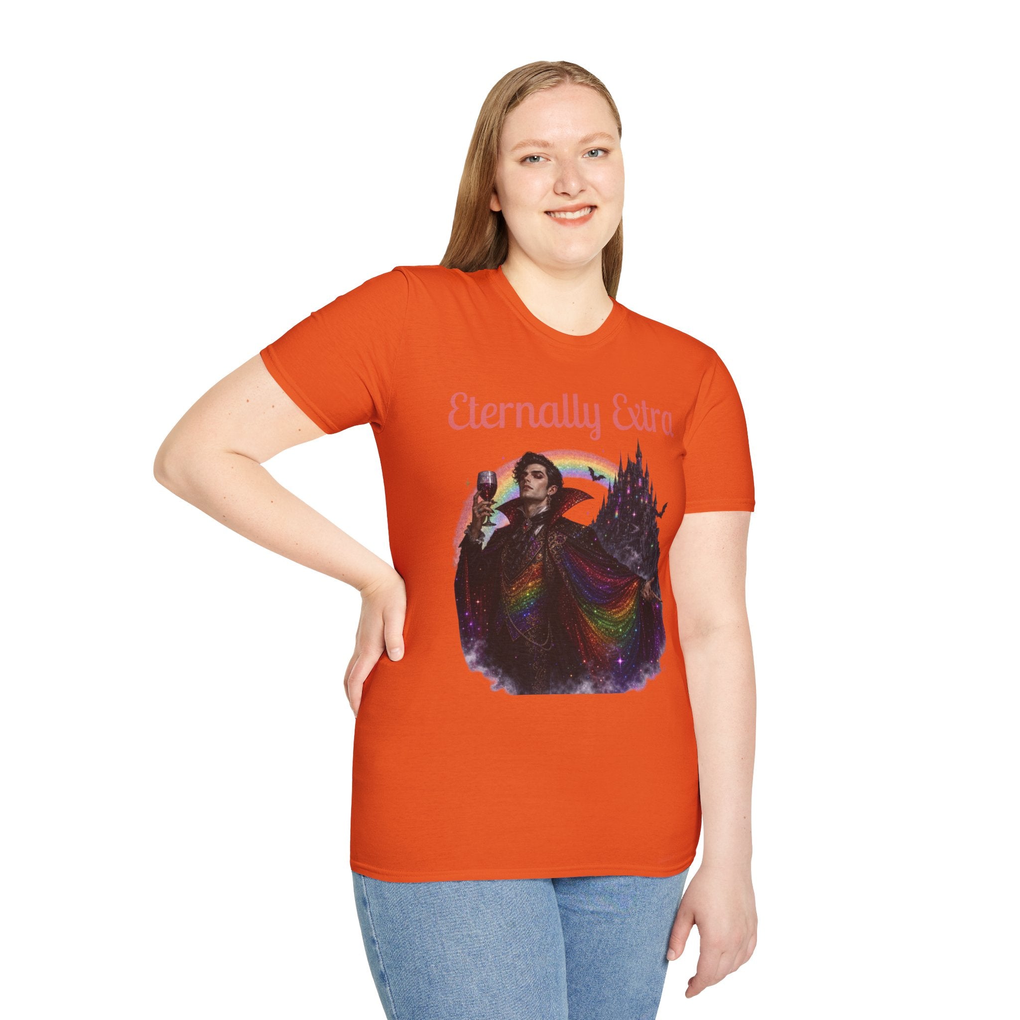 Eternally Extra T-Shirt — Gothic Rainbow Vampire Graphic Tee