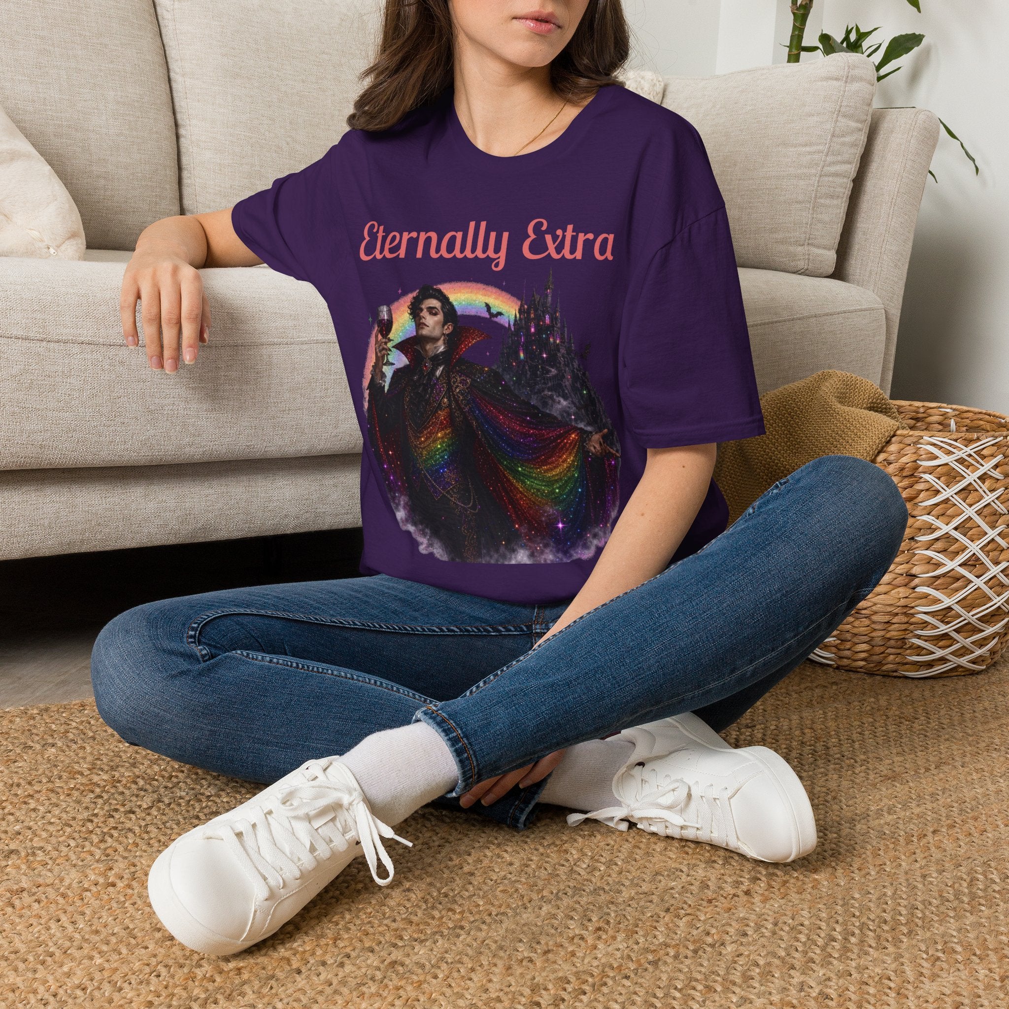 Eternally Extra T-Shirt — Gothic Rainbow Vampire Graphic Tee