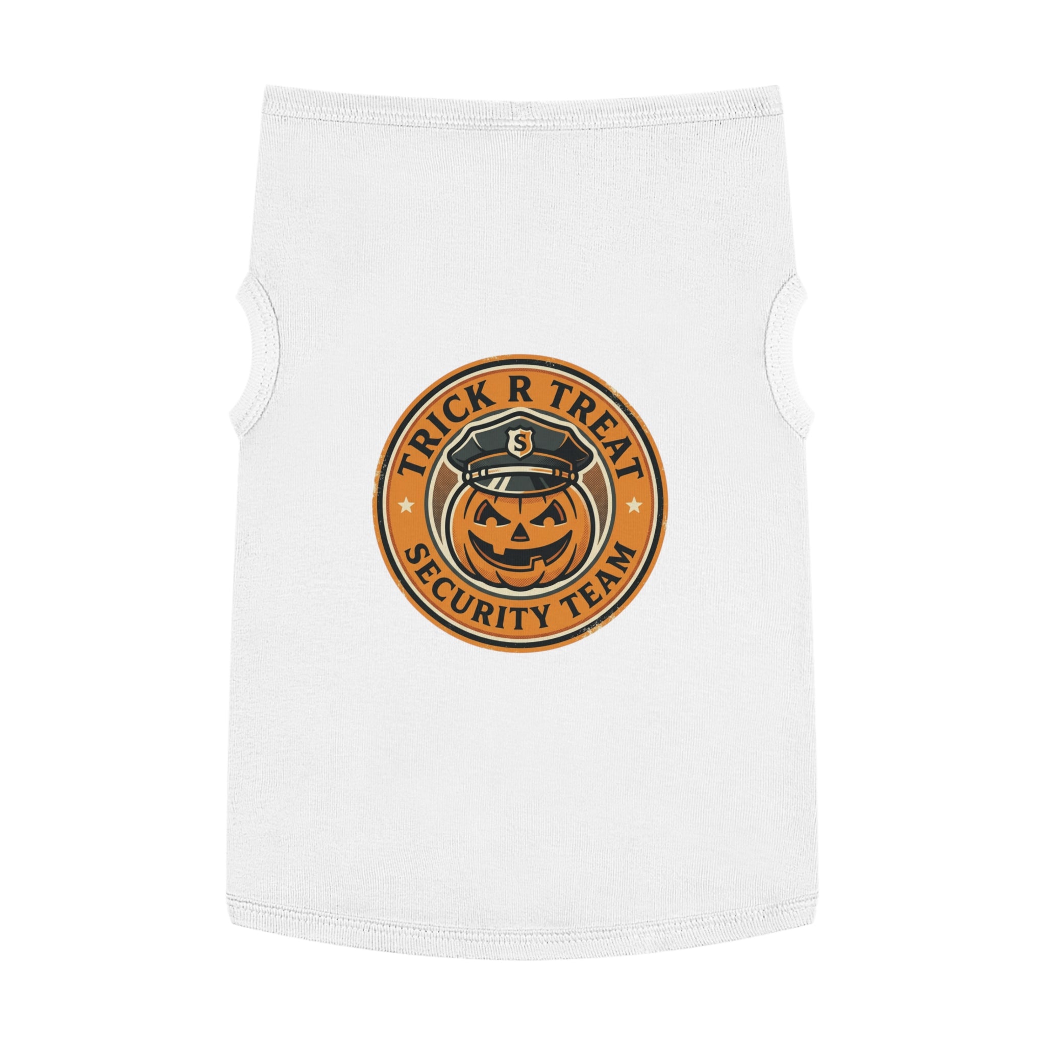 Pet Tank Top — "Trick R Treat Security Team" Halloween Pumpkin Dog Shirt