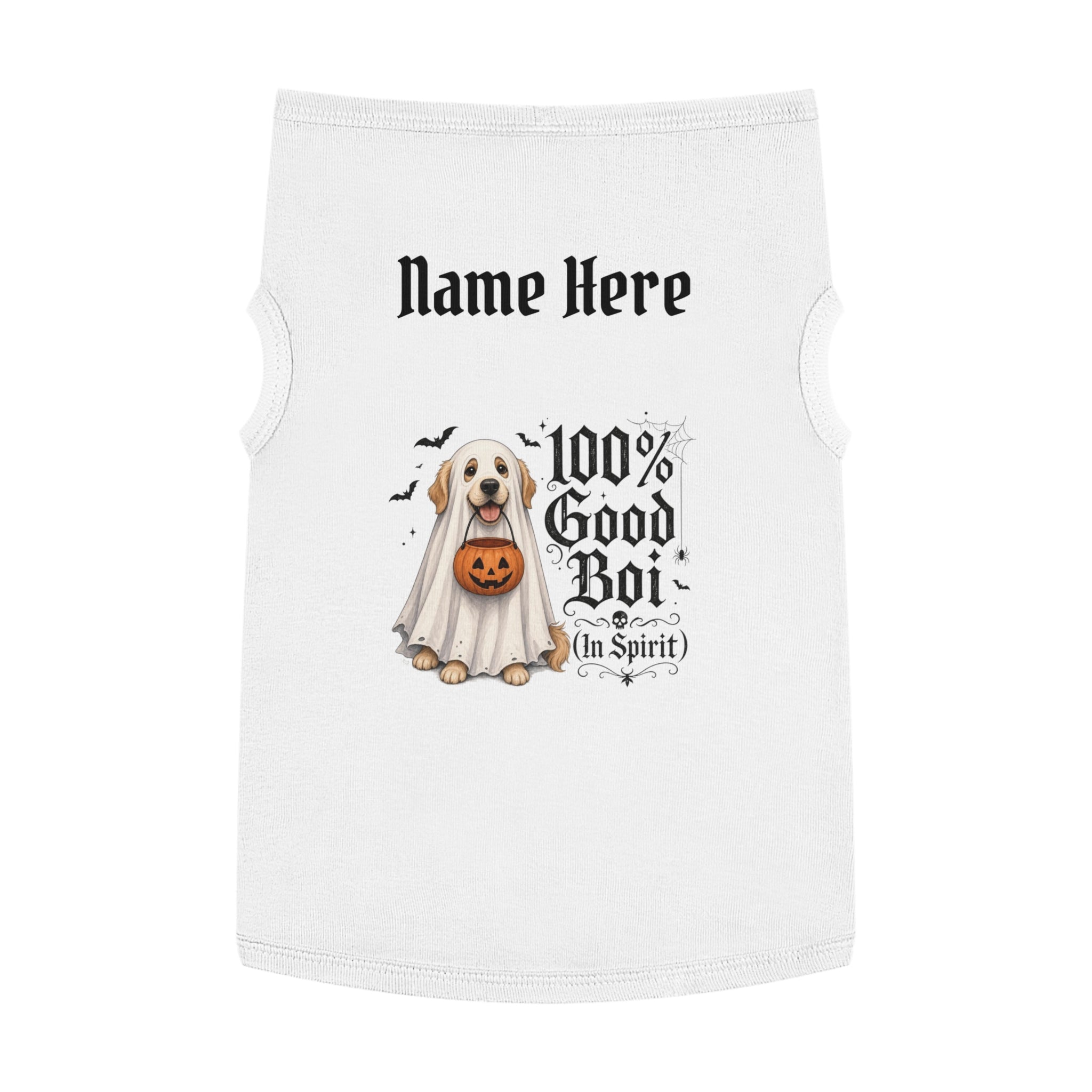 Customizable Halloween Ghost Dog Pet Tank - "100% Good Boi (In Spirit)" Cute Trick-or-Treat Shirt