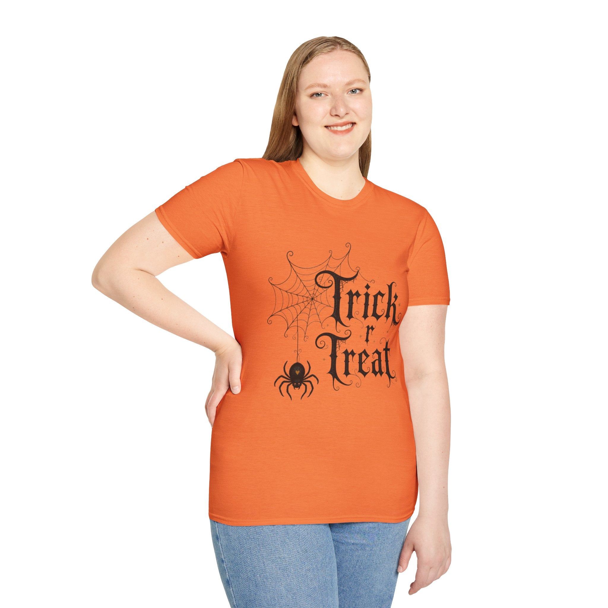 Trick r Treat Halloween T-Shirt — Gothic Spiderweb & Spider Tee