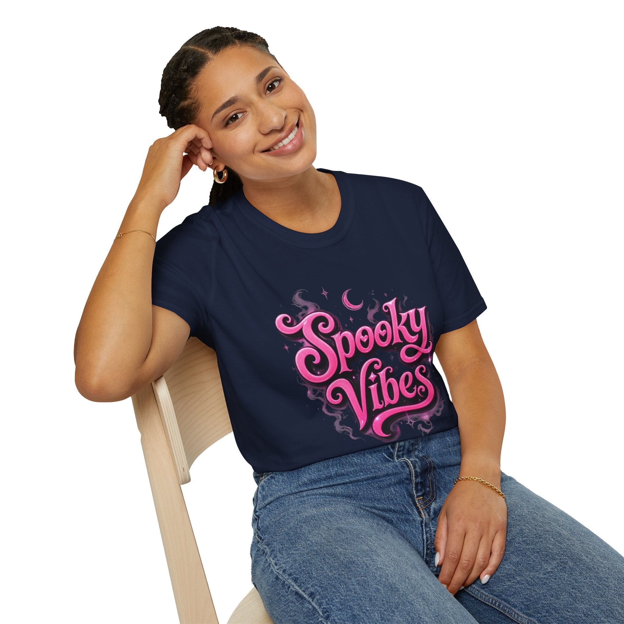 Spooky Vibes T-Shirt — Pink Retro Halloween Graphic Tee