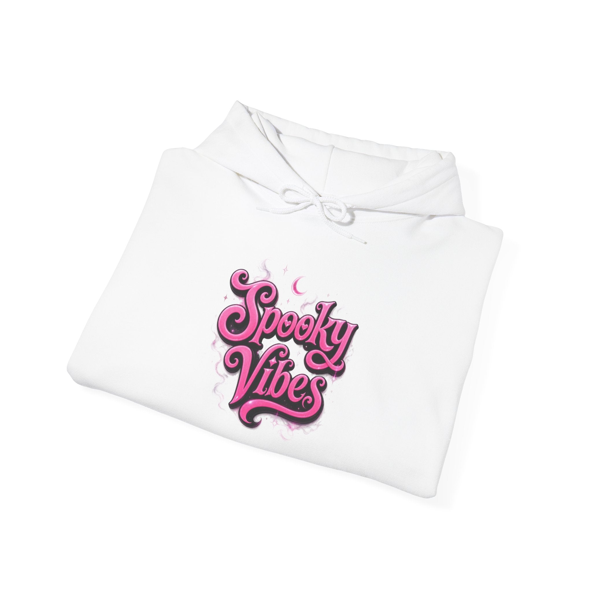Spooky Vibes Hoodie — Retro Pink Halloween Graphic Sweatshirt