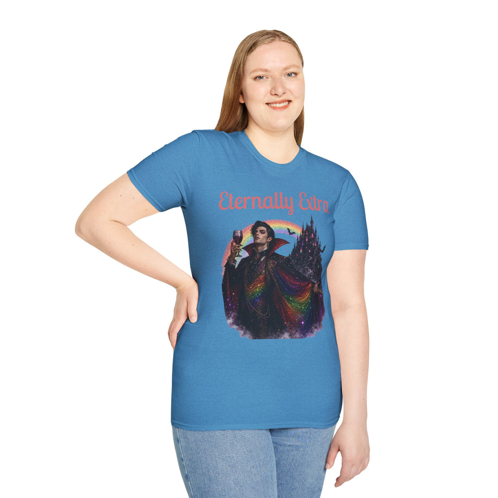 Eternally Extra T-Shirt — Gothic Rainbow Vampire Graphic Tee
