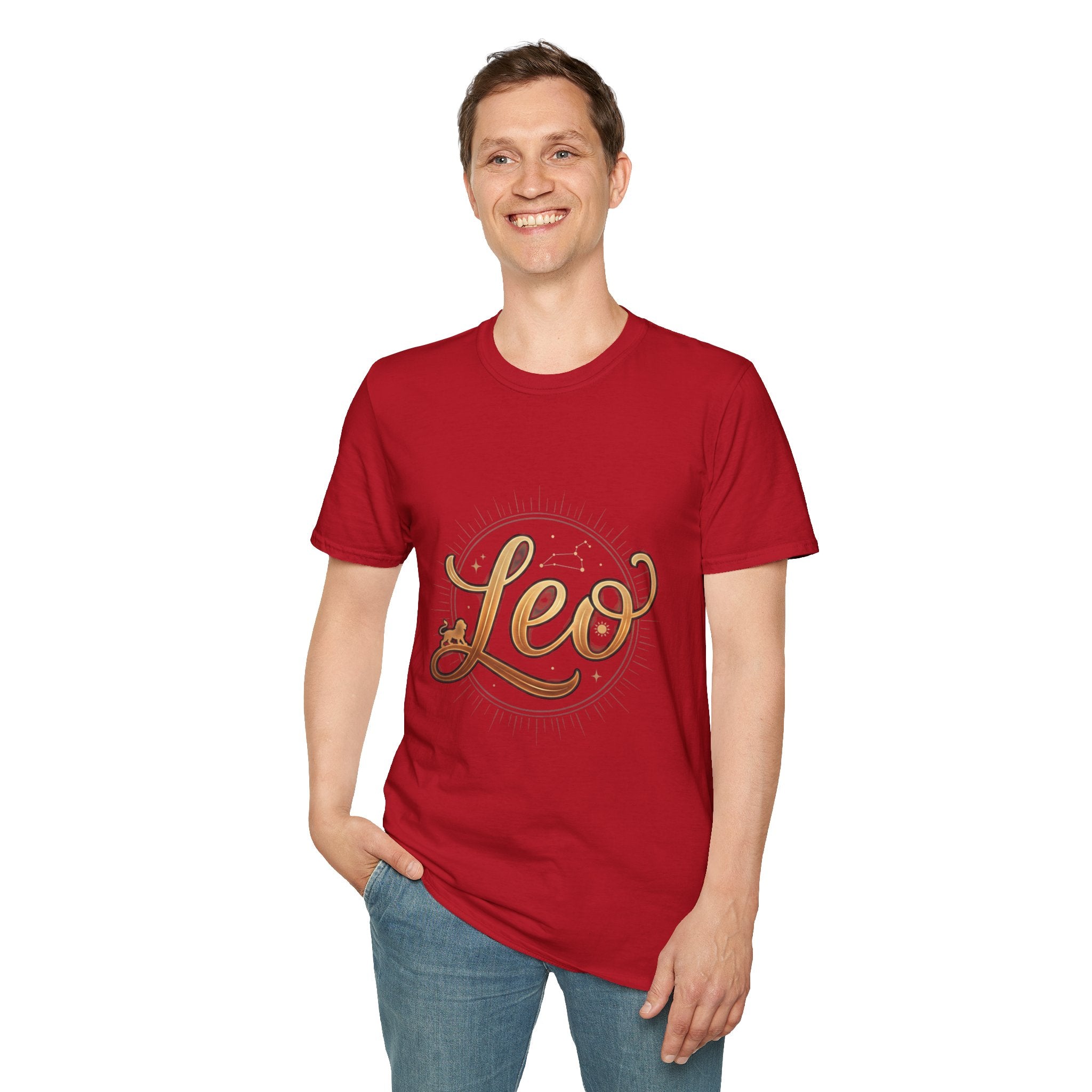 Leo Zodiac T-Shirt — Gold Script Astrology Tee for Leo Season