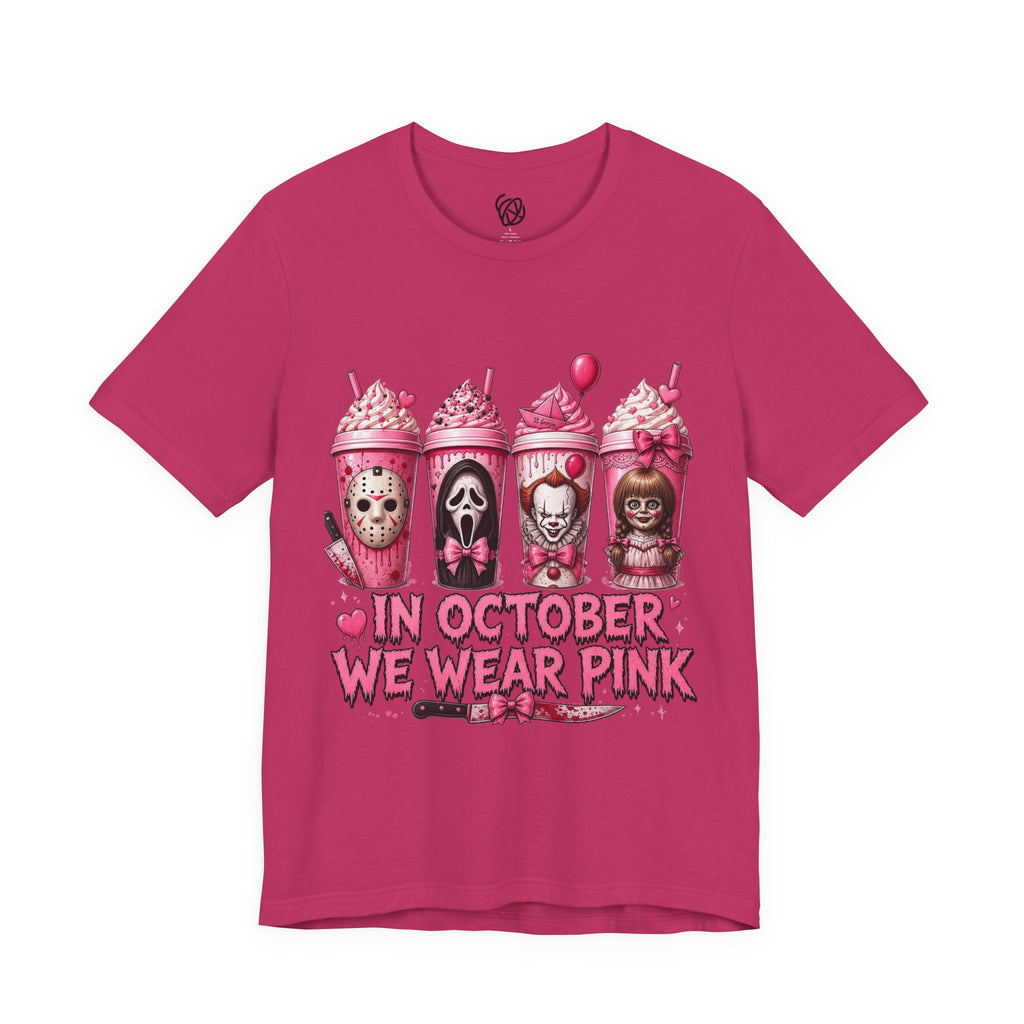Breast Cancer Awareness Halloween Tee — "In October We Wear Pink" Graphic T-Shirt