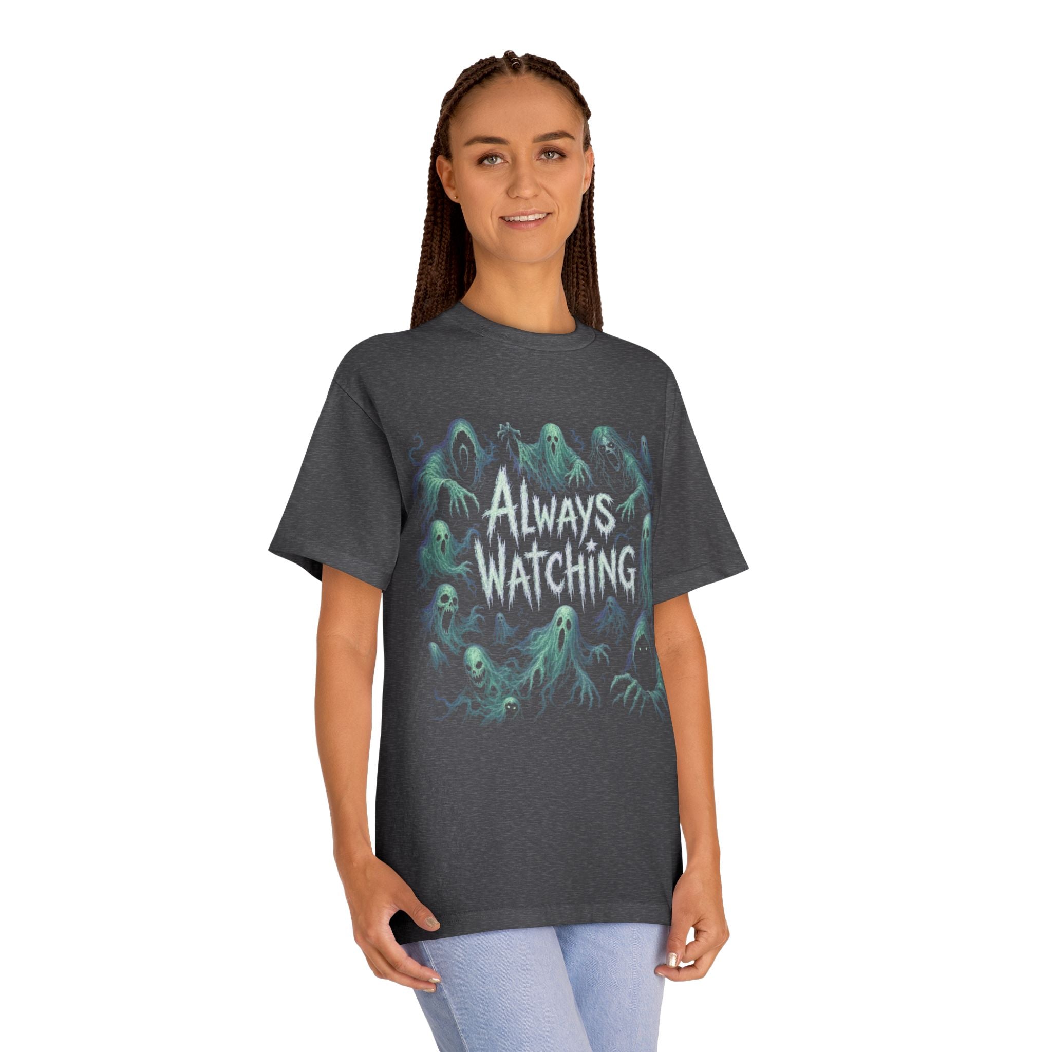 "Always Watching" Ghosts Graphic Tee — Spooky Horror Crewneck
