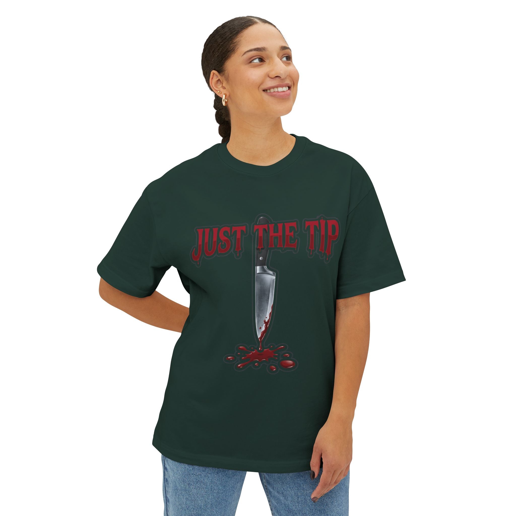 Just the Tip Knife Tee — Horror Graphic Oversized T‑Shirt
