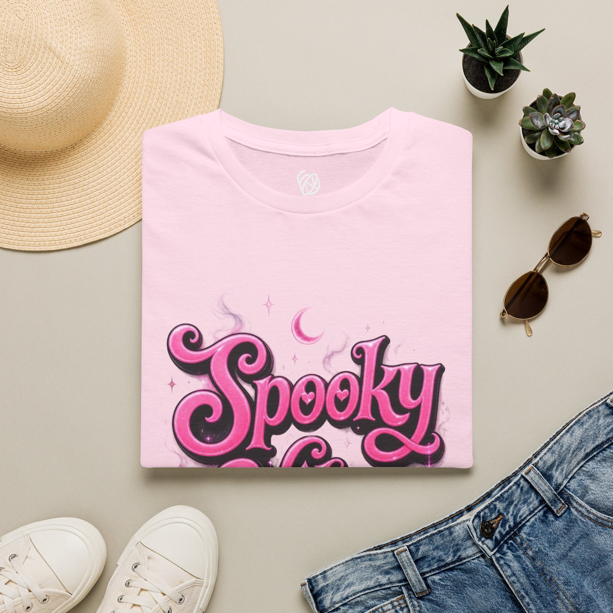 Spooky Vibes T-Shirt — Pink Retro Halloween Graphic Tee