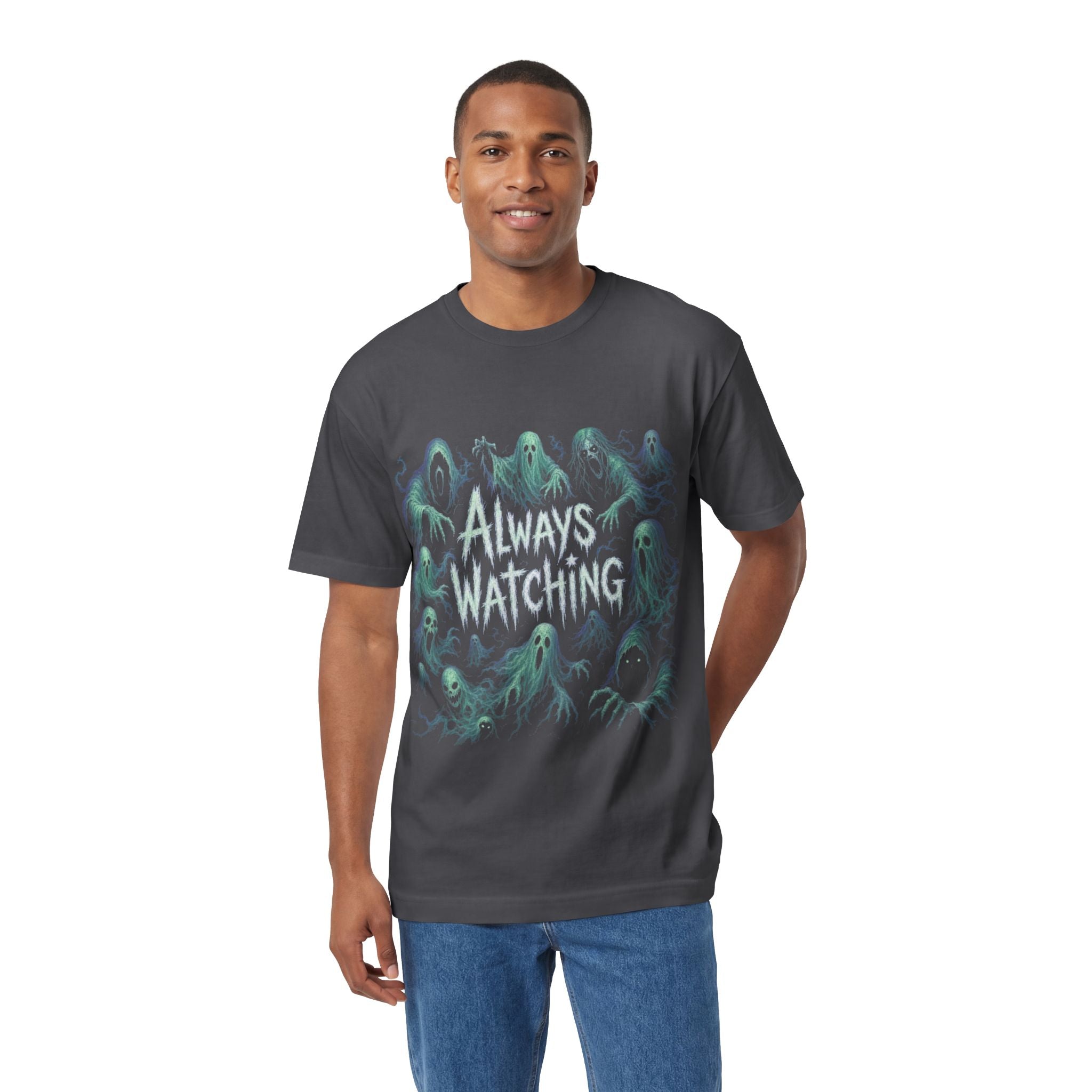 "Always Watching" Ghosts Graphic Tee — Spooky Horror Crewneck