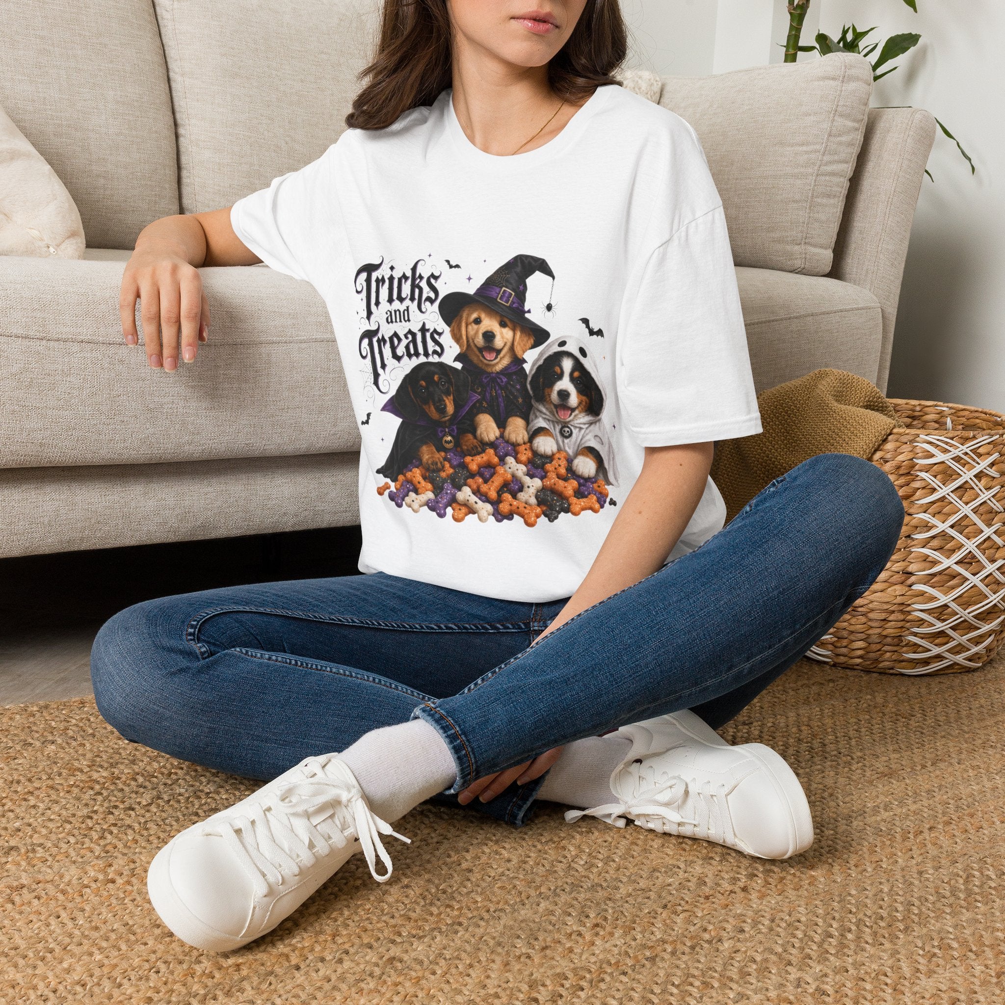Tricks and Treats Halloween Dog T-Shirt