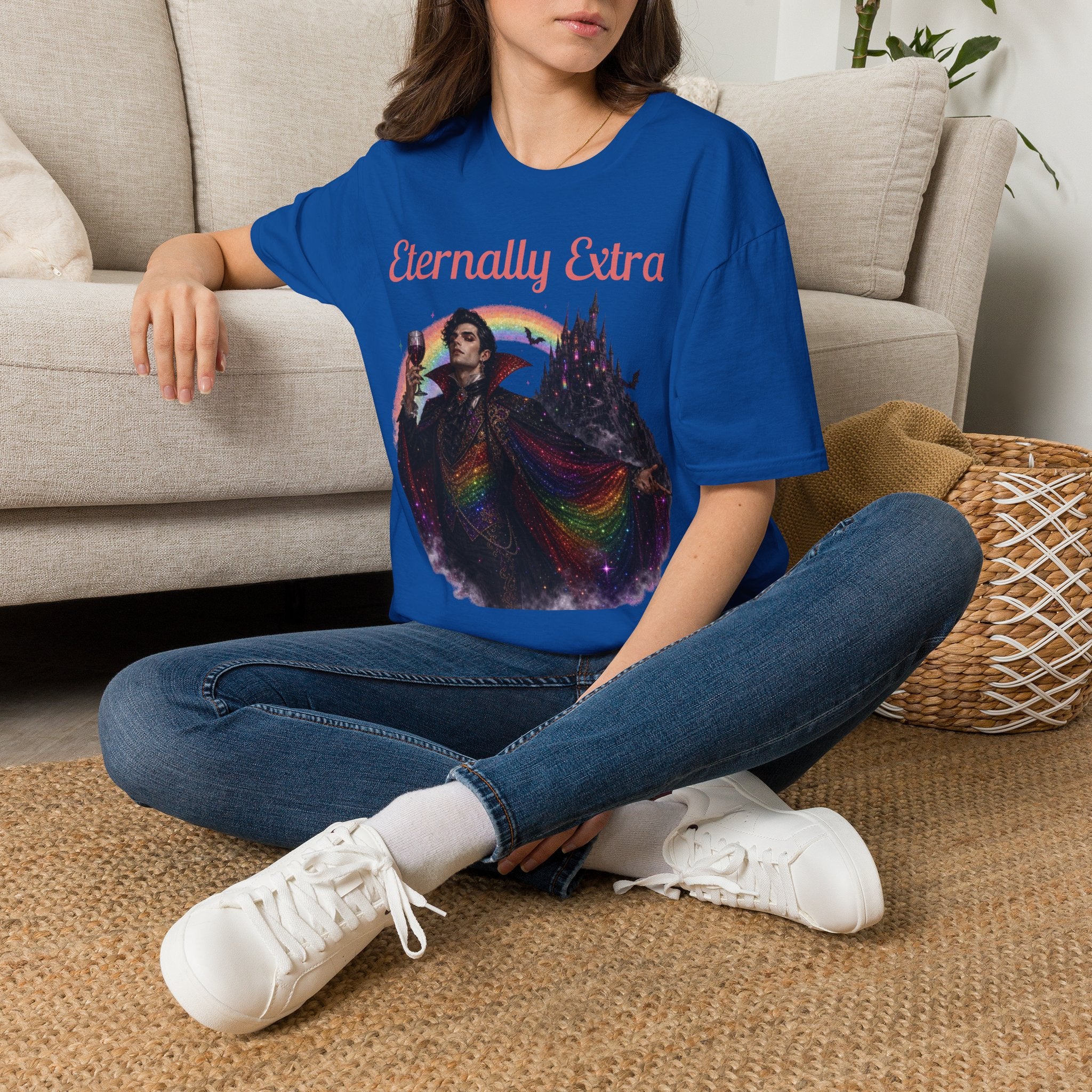 Eternally Extra T-Shirt — Gothic Rainbow Vampire Graphic Tee