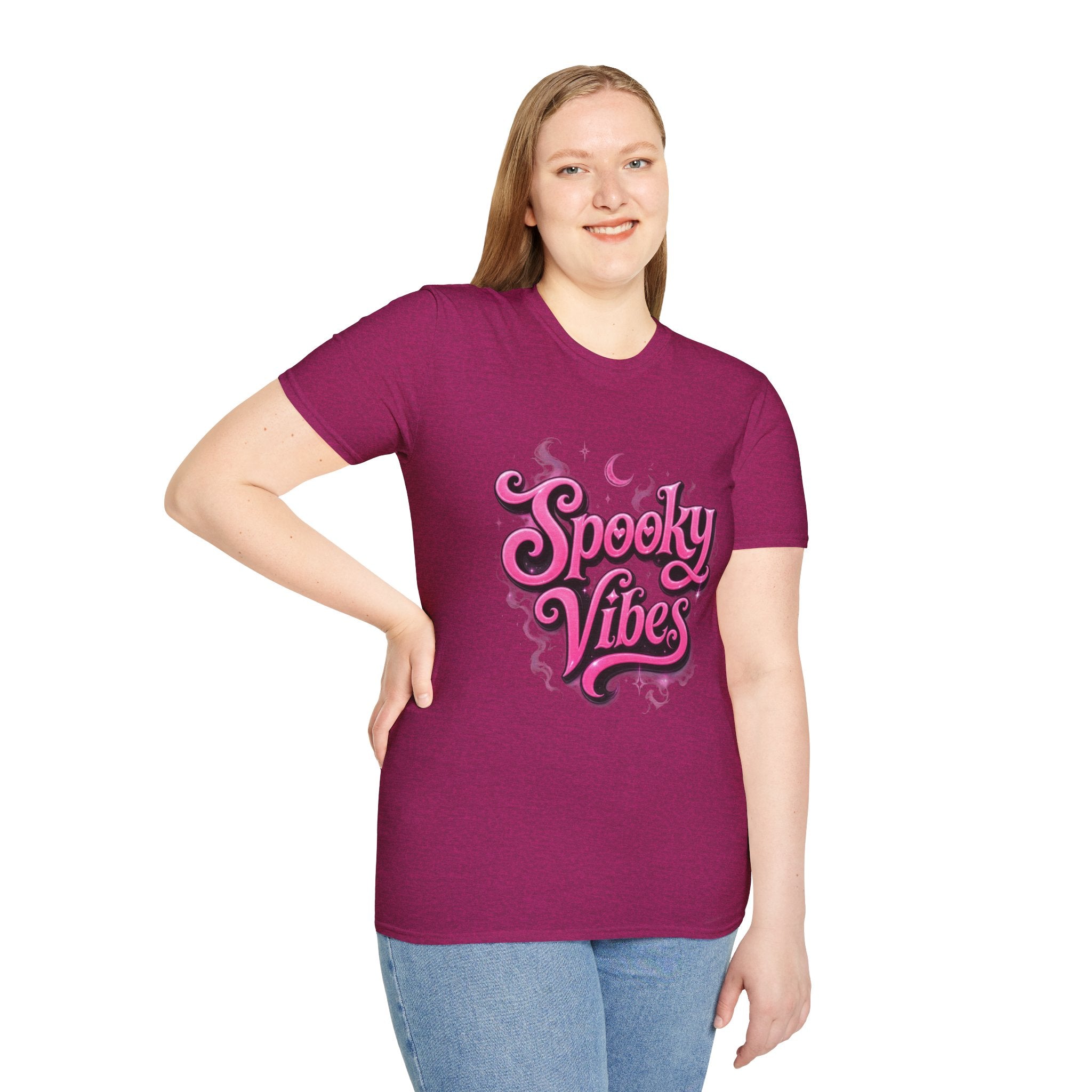 Spooky Vibes T-Shirt — Pink Retro Halloween Graphic Tee