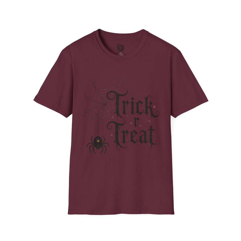 Trick r Treat Halloween T-Shirt — Gothic Spiderweb & Spider Tee