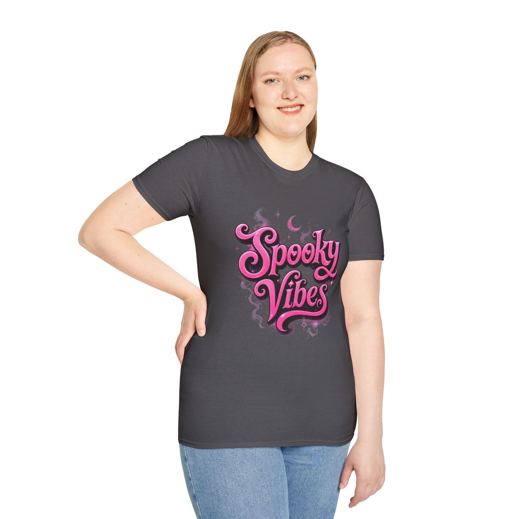 Spooky Vibes T-Shirt — Pink Retro Halloween Graphic Tee
