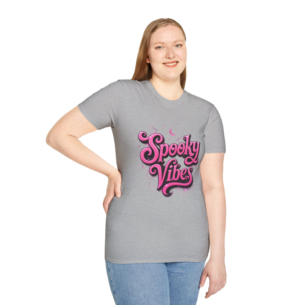 Spooky Vibes T-Shirt — Pink Retro Halloween Graphic Tee
