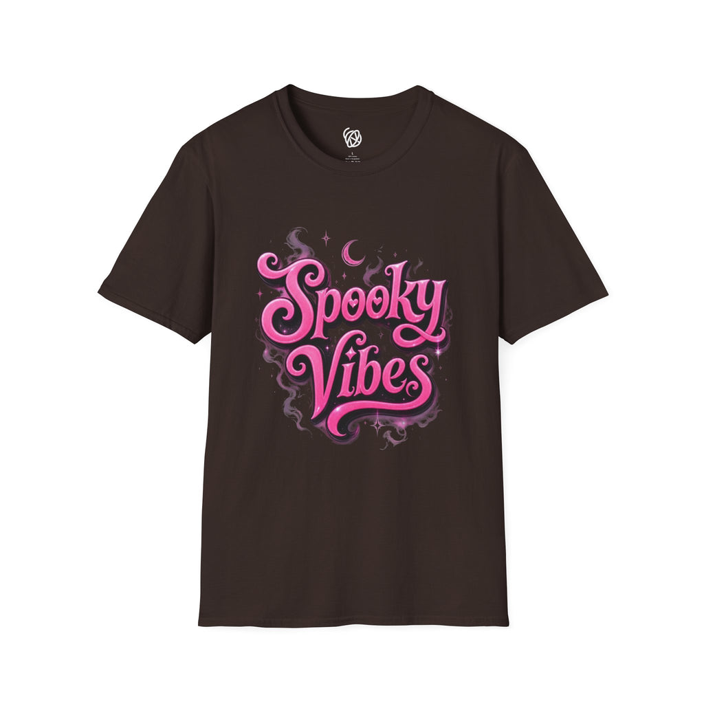 Spooky Vibes T-Shirt — Pink Retro Halloween Graphic Tee