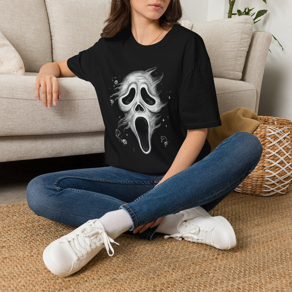 Ghostface Smoke Skull T-Shirt — Spooky Scream Horror Tee for Halloween