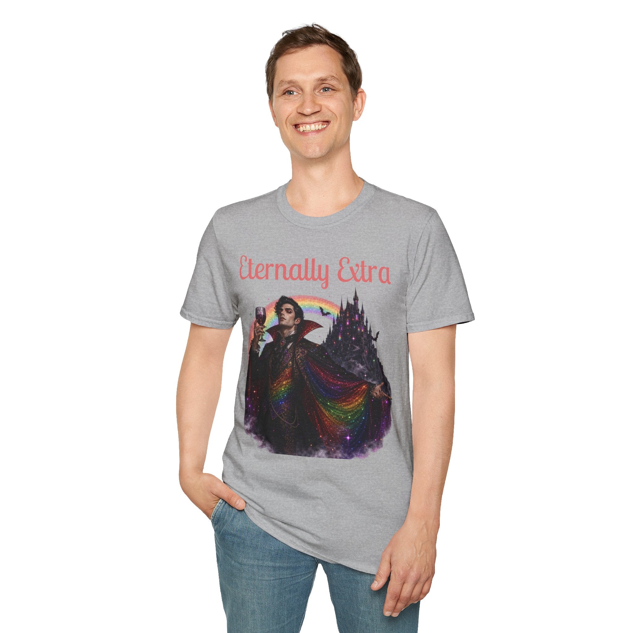 Eternally Extra T-Shirt — Gothic Rainbow Vampire Graphic Tee