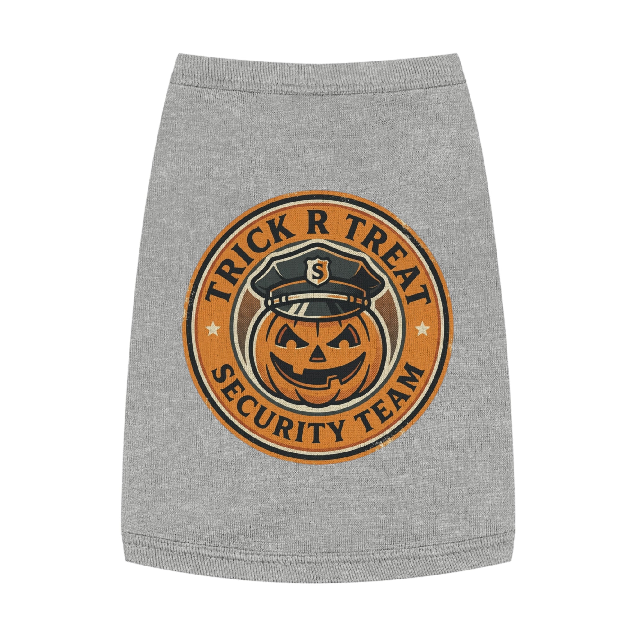 Pet Tank Top — "Trick R Treat Security Team" Halloween Pumpkin Dog Shirt