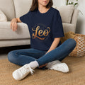 Leo Zodiac T-Shirt — Gold Script Astrology Tee for Leo Season